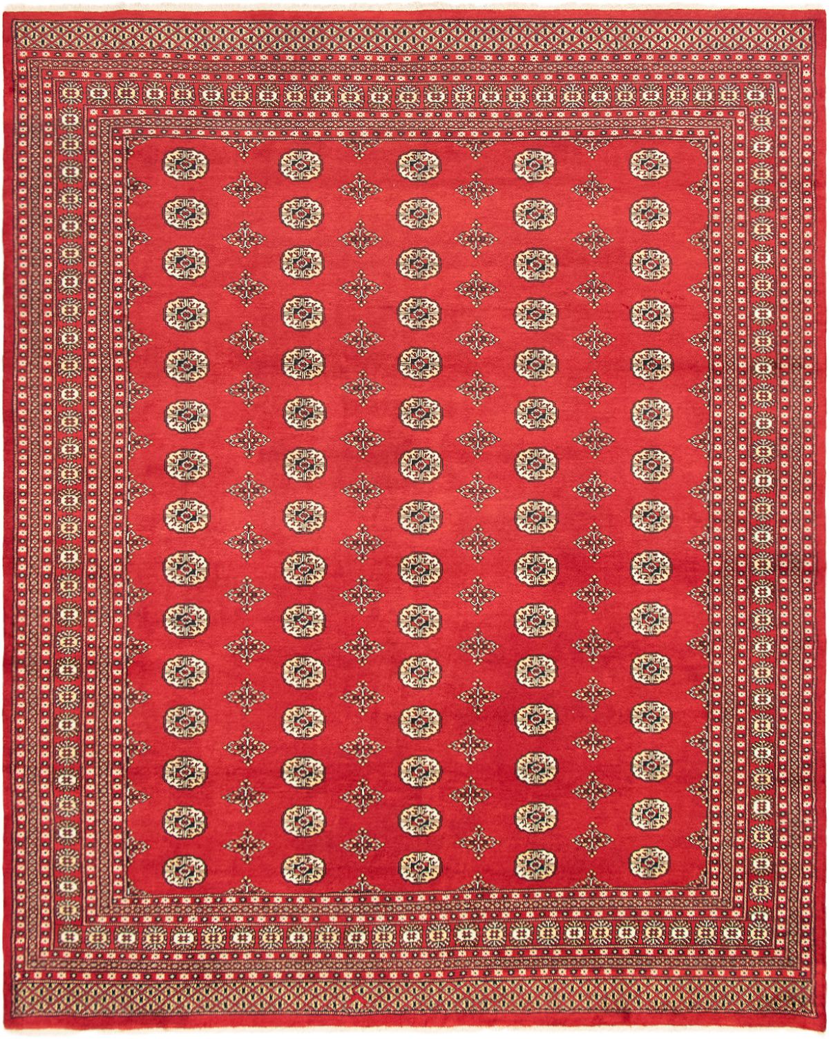 Hand-knotted Finest Peshawar Bokhara Red Wool Rug 9'2" x 11'7" Size: 9'2" x 11'7"  