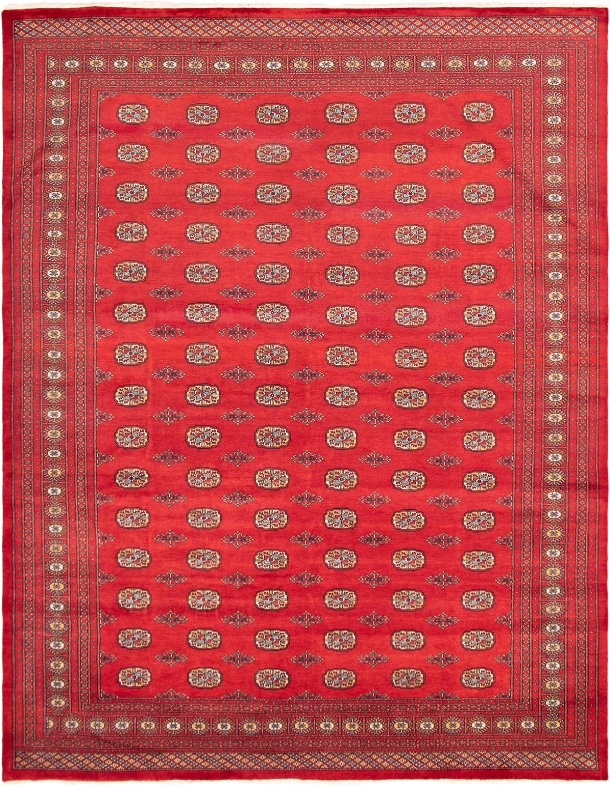 Hand-knotted Finest Peshawar Bokhara Red Wool Rug 9'3" x 12'0" Size: 9'3" x 12'0"  