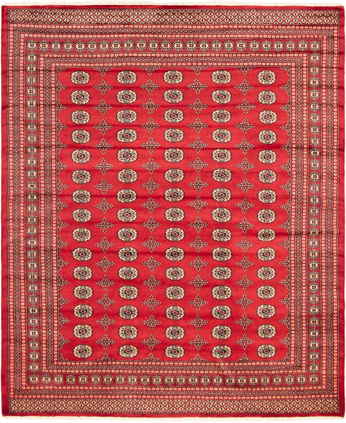 Hand-knotted Finest Peshawar Bokhara Red Wool Rug 8'2" x 9'10" Size: 8'2" x 9'10"  