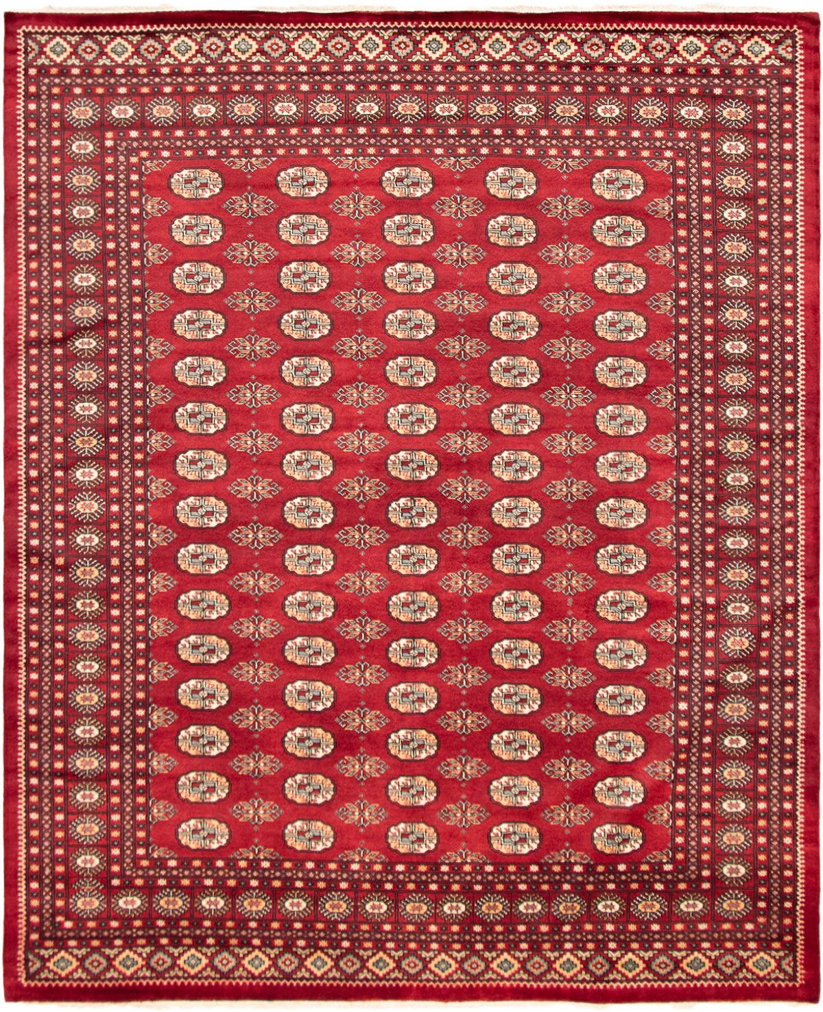 Hand-knotted Finest Peshawar Bokhara Dark Red Wool Rug 8'2" x 9'9" Size: 8'2" x 9'9"  