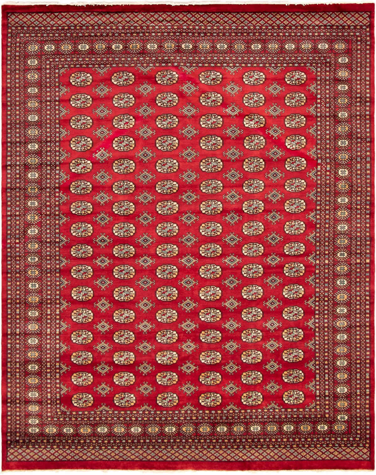 Hand-knotted Finest Peshawar Bokhara Red Wool Rug 8'0" x 9'11" Size: 8'0" x 9'11"  