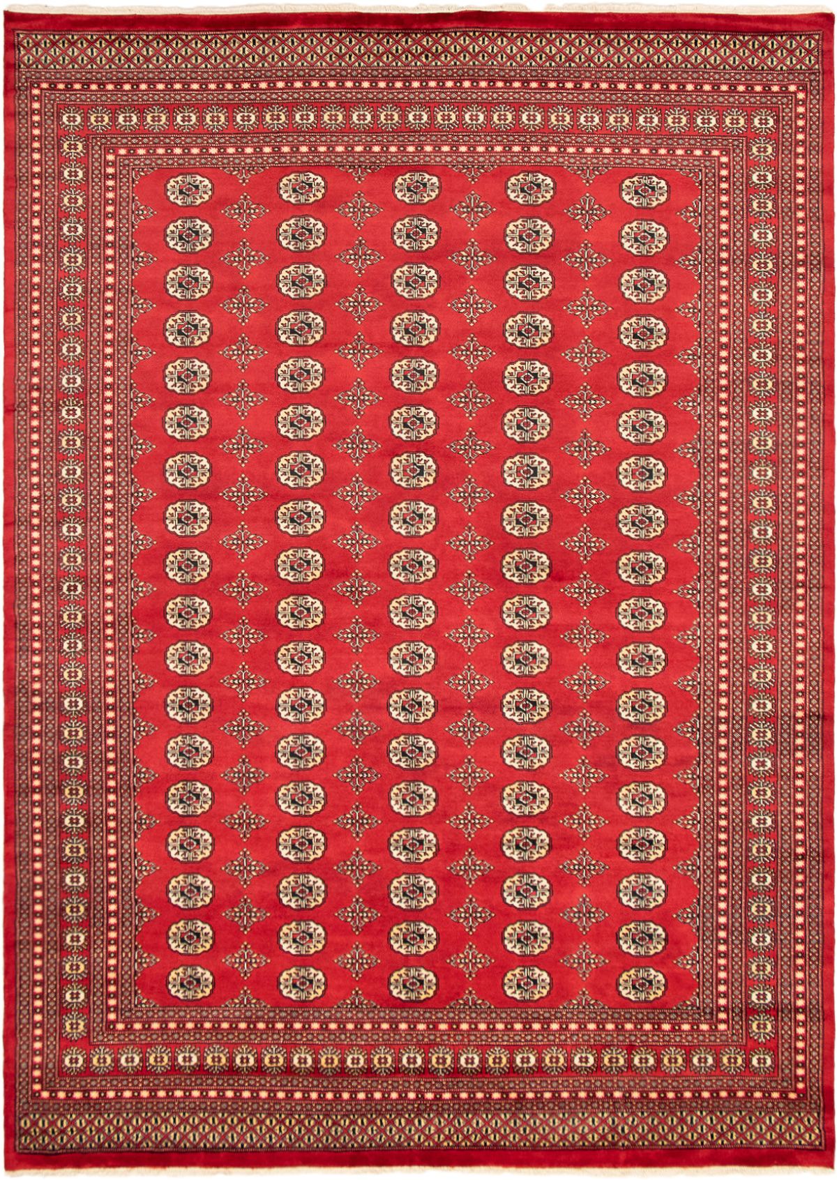 Hand-knotted Finest Peshawar Bokhara Red Wool Rug 8'1" x 9'6" Size: 8'1" x 9'6"  