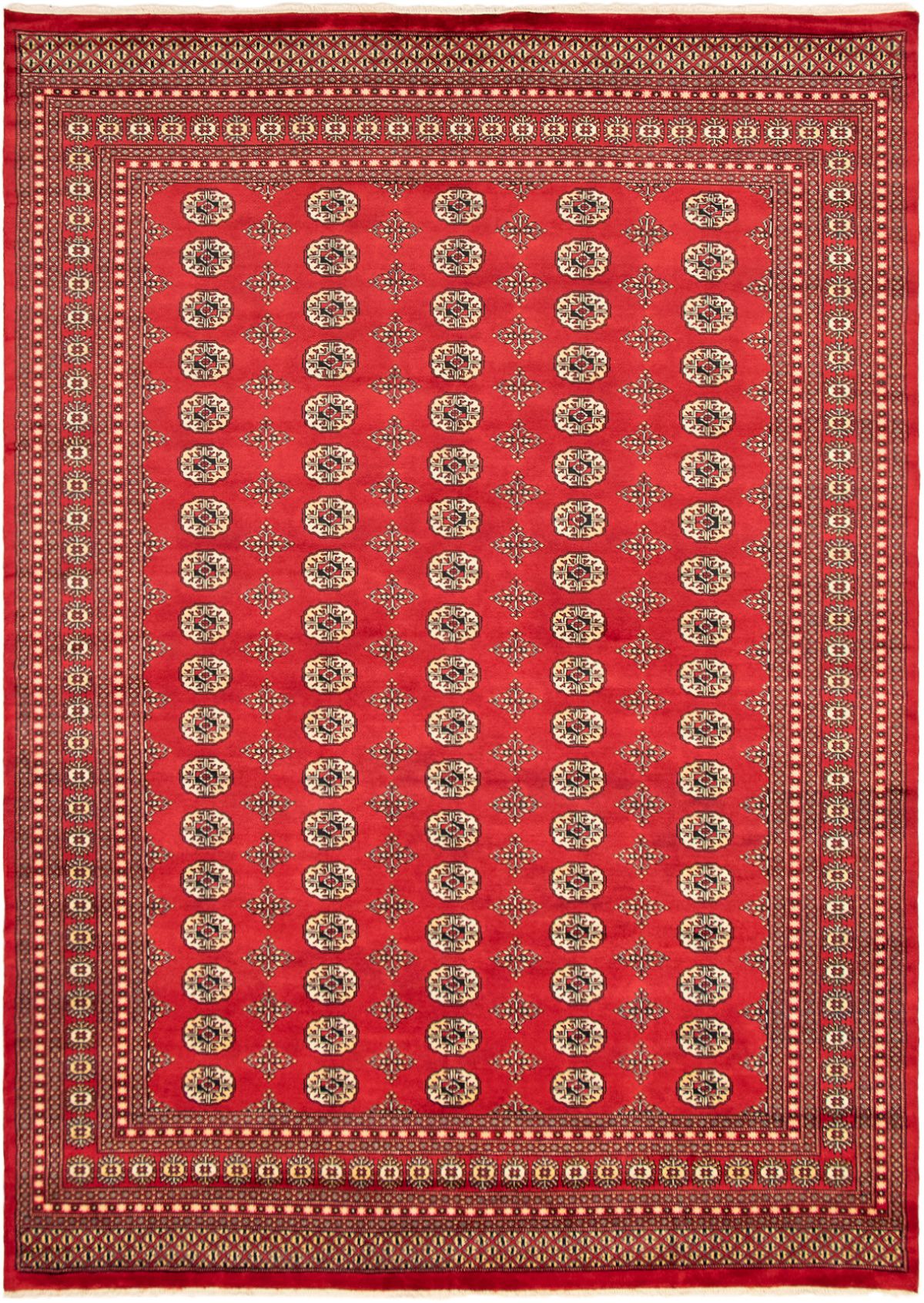 Hand-knotted Finest Peshawar Bokhara Red Wool Rug 8'2" x 9'7" Size: 8'2" x 9'7"  