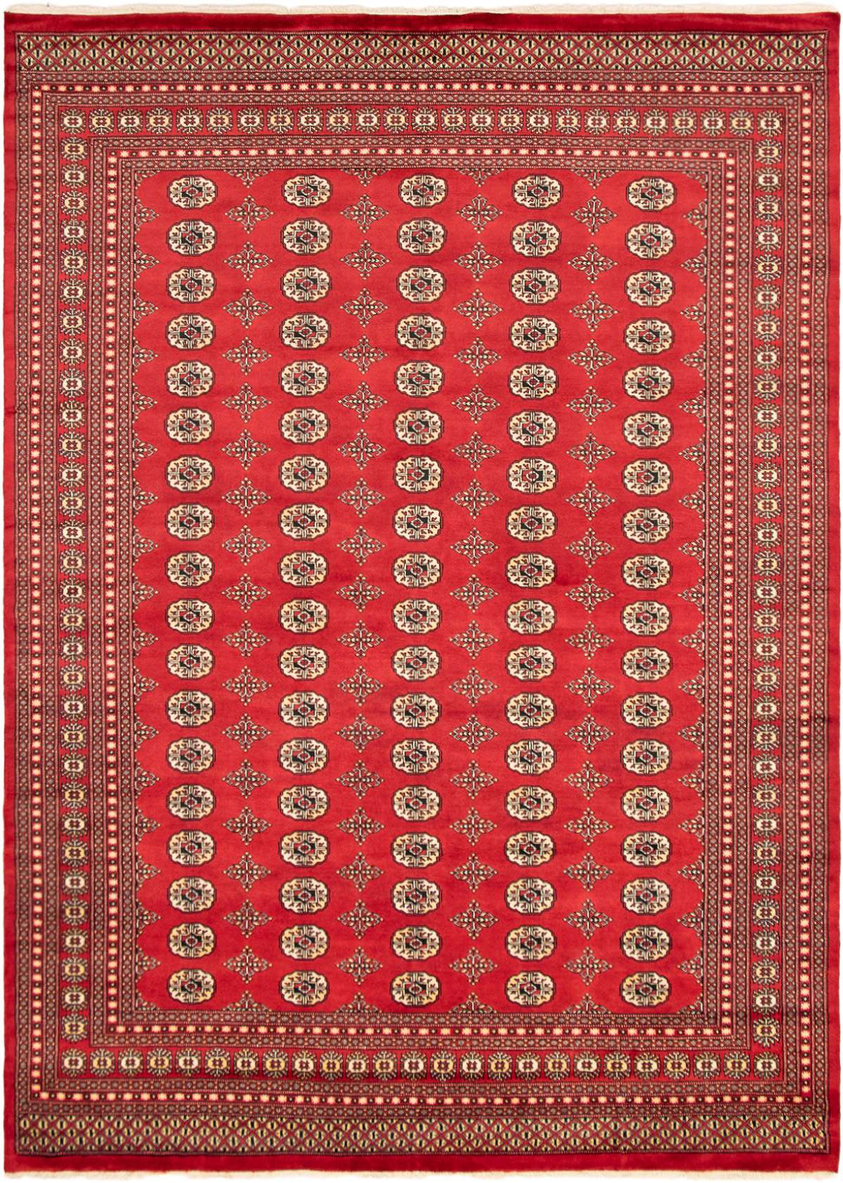 Hand-knotted Finest Peshawar Bokhara Red Wool Rug 8'2" x 9'3" Size: 8'2" x 9'3"  