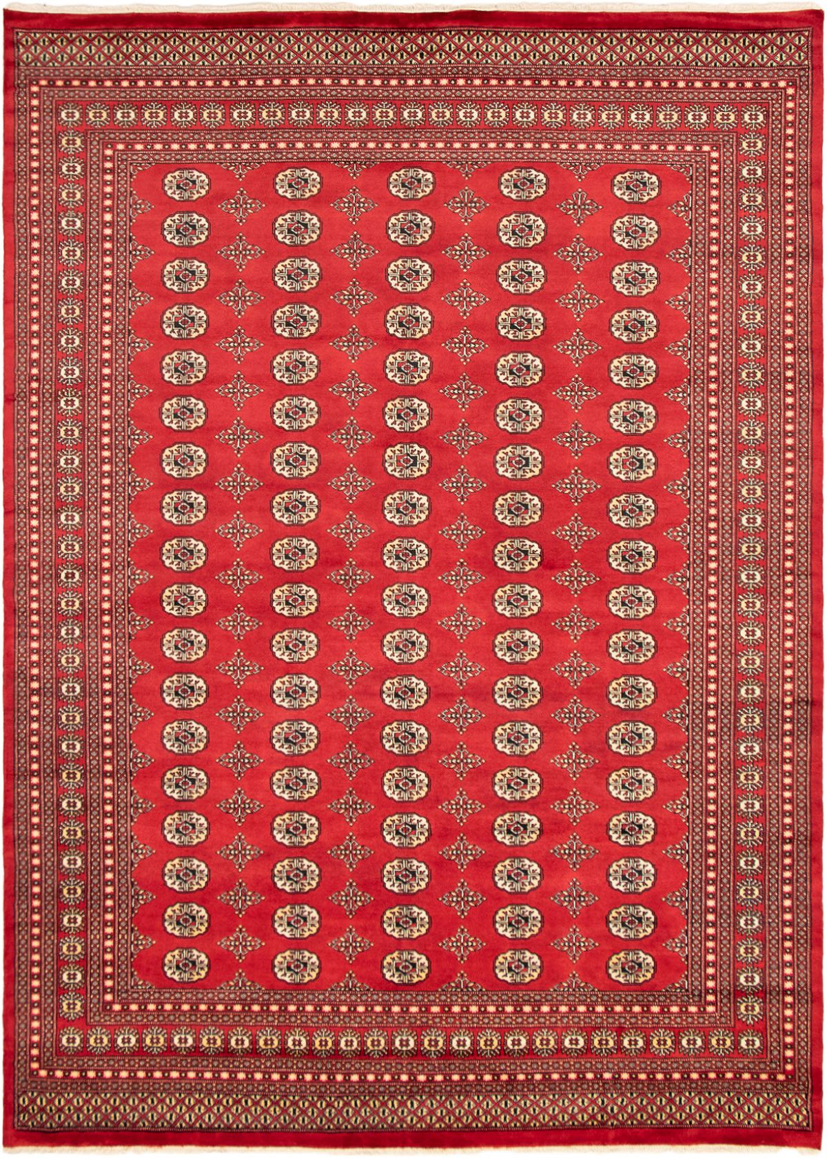 Hand-knotted Finest Peshawar Bokhara Red Wool Rug 9'11" x 13'1" Size: 9'11" x 13'1"  