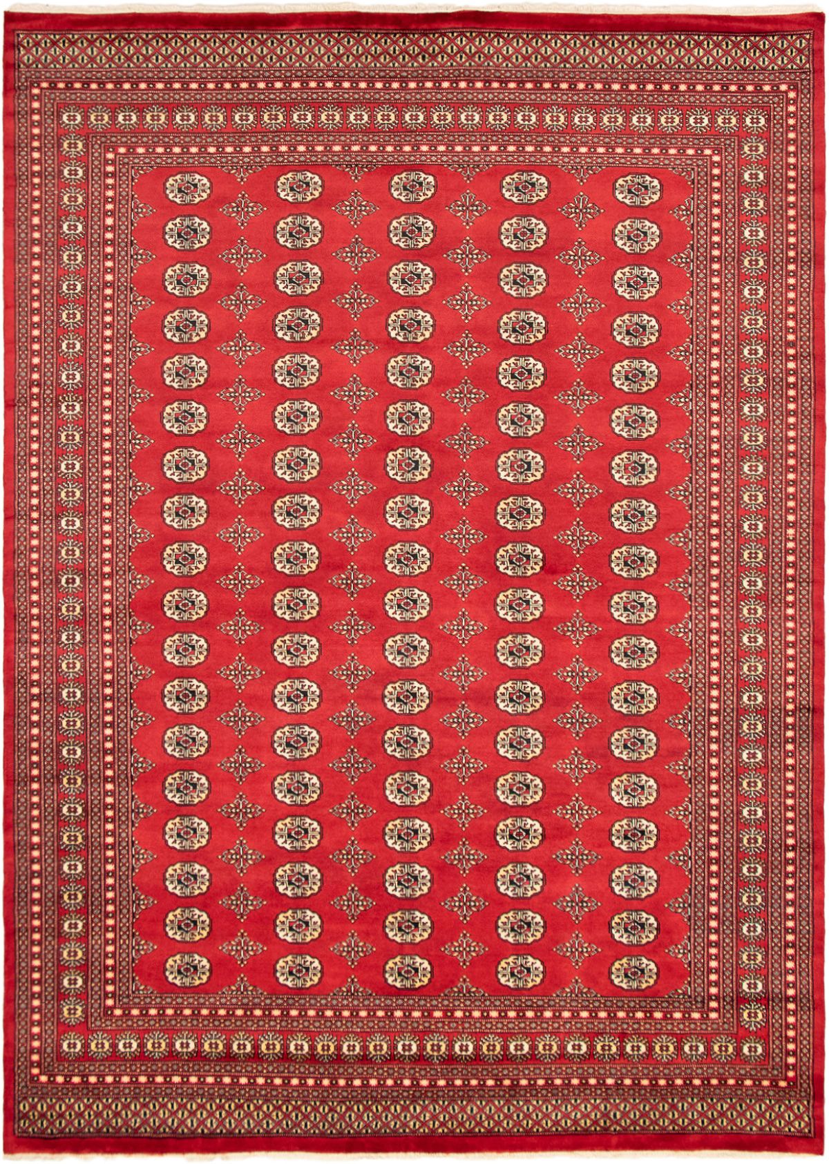 Hand-knotted Finest Peshawar Bokhara Red Wool Rug 9'0" x 12'10" Size: 9'0" x 12'10"  