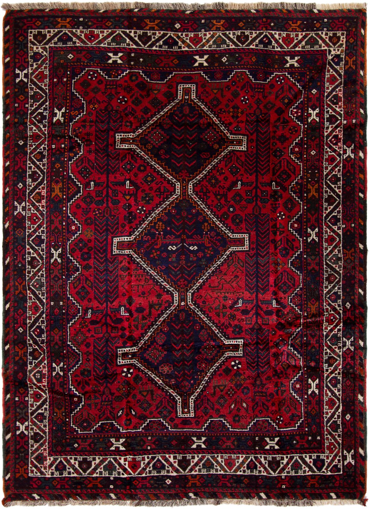 Hand-knotted Shiraz Qashqai  Wool Rug 5'11" x 8'2" Size: 5'11" x 8'2"  