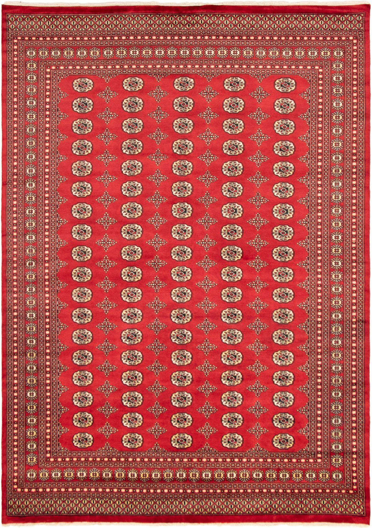 Hand-knotted Finest Peshawar Bokhara Red Wool Rug 8'2" x 9'9"  Size: 8'2" x 9'9"  