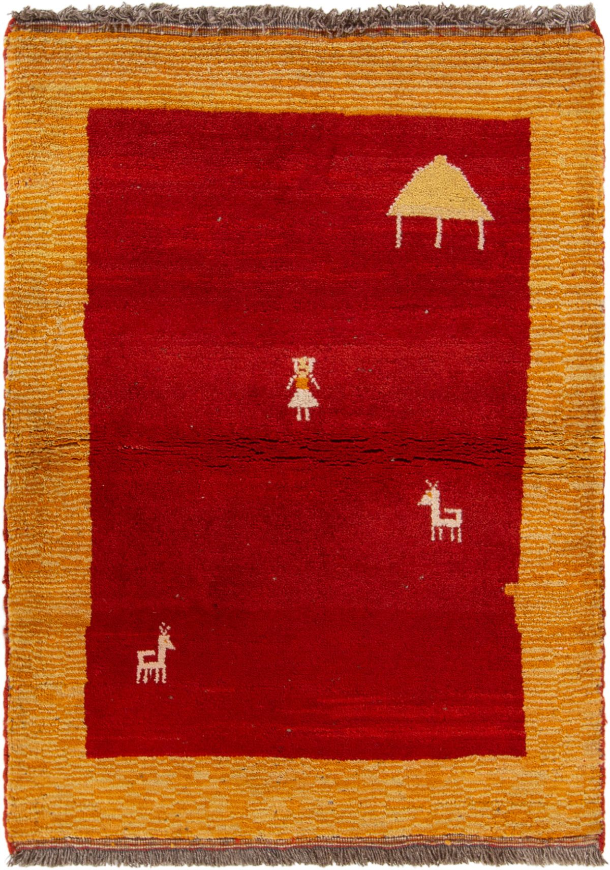 Hand-knotted Persian Gabbeh  Wool Rug 3'8" x 4'11" Size: 3'8" x 4'11"  