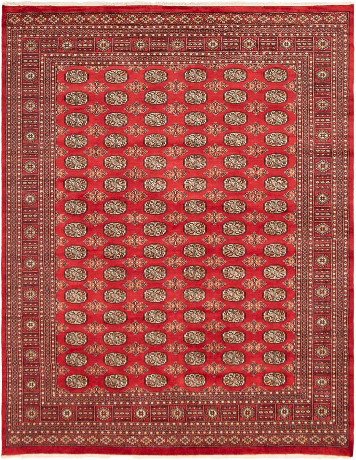 Hand-knotted Finest Peshawar Bokhara Red Wool Rug 8'0" x 9'9"  Size: 8'0" x 9'9"  