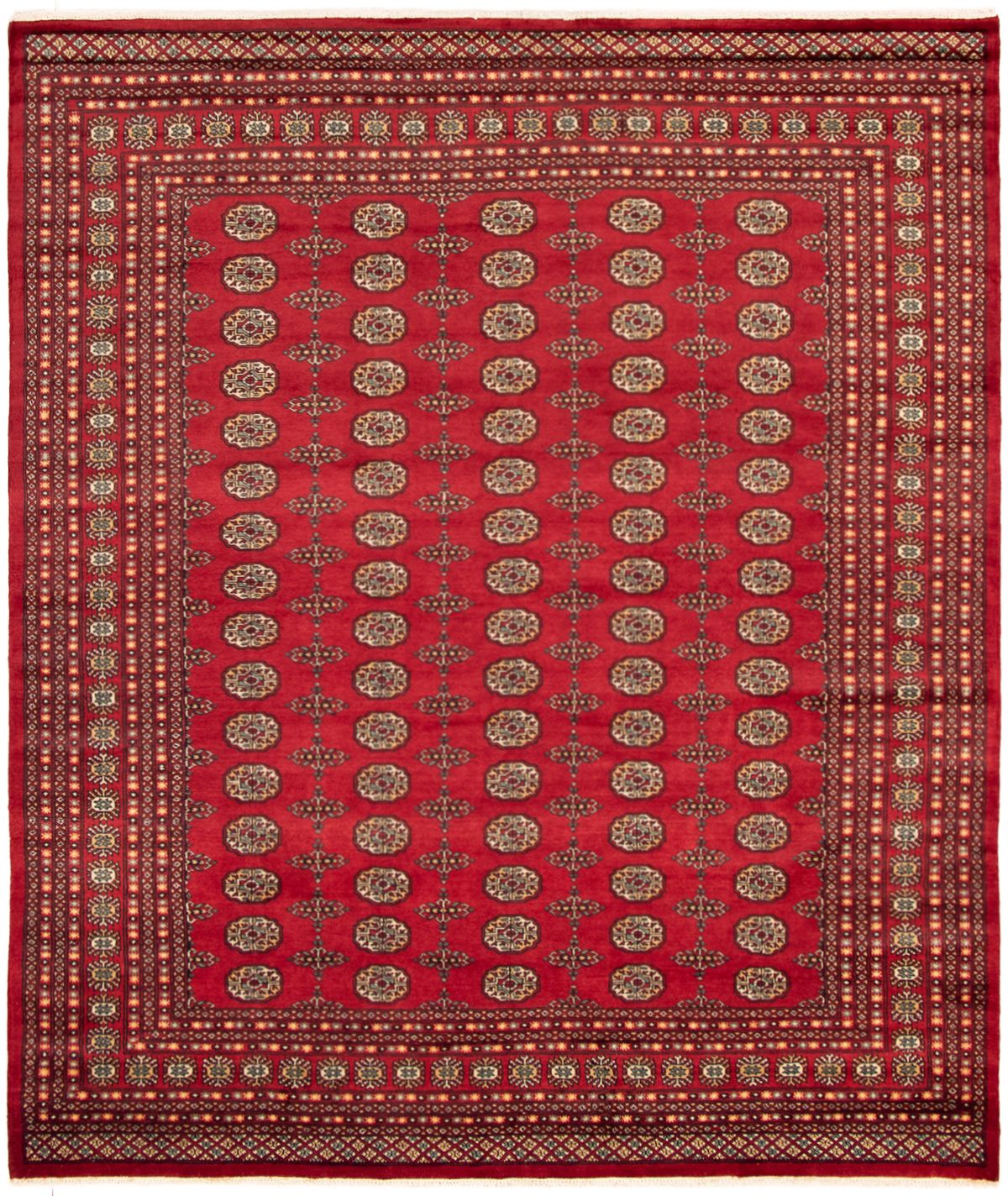 Hand-knotted Finest Peshawar Bokhara Red Wool Rug 8'0" x 9'5" Size: 8'0" x 9'5"  