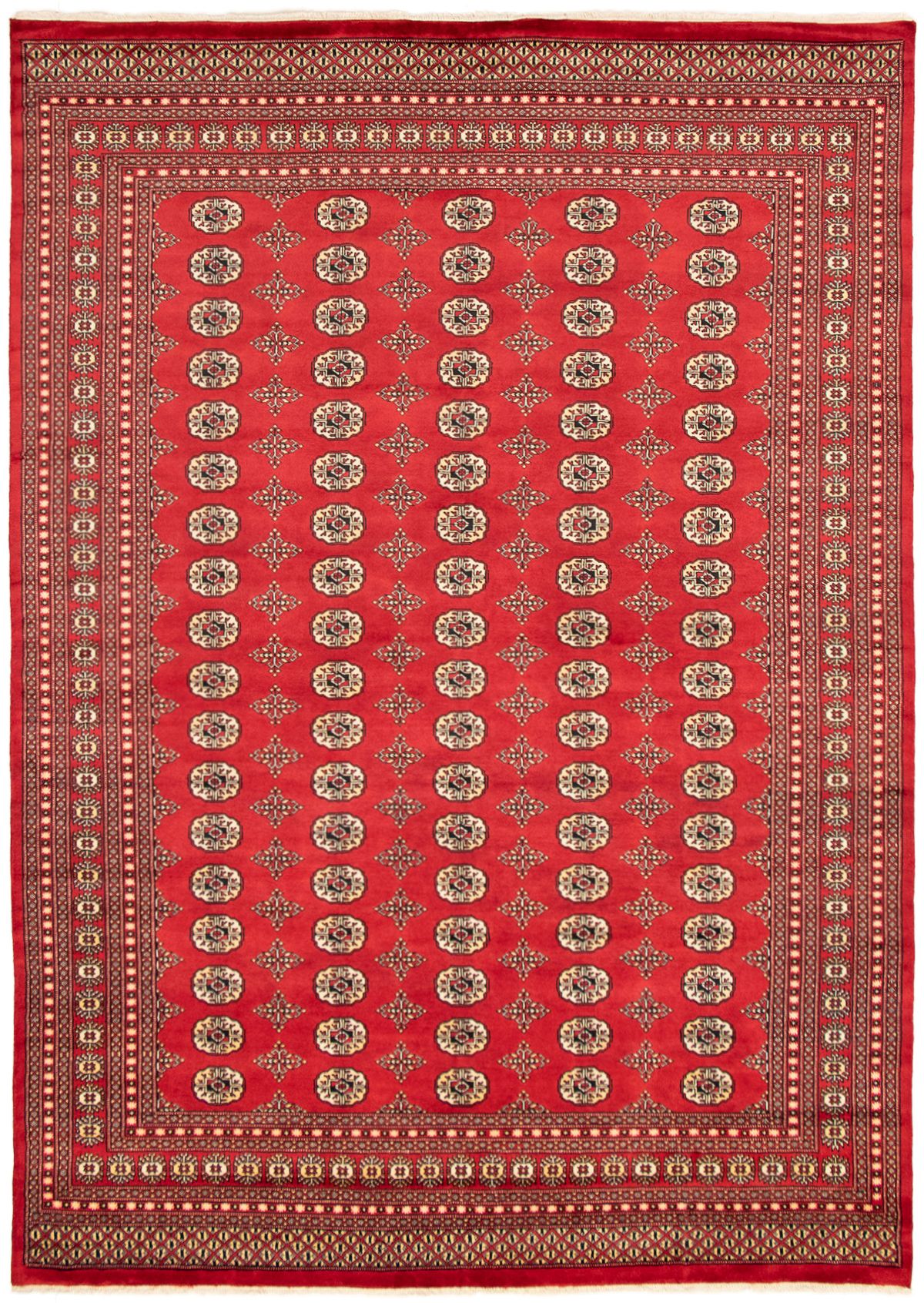 Hand-knotted Finest Peshawar Bokhara Red Wool Rug 8'0" x 9'8" Size: 8'0" x 9'8"  