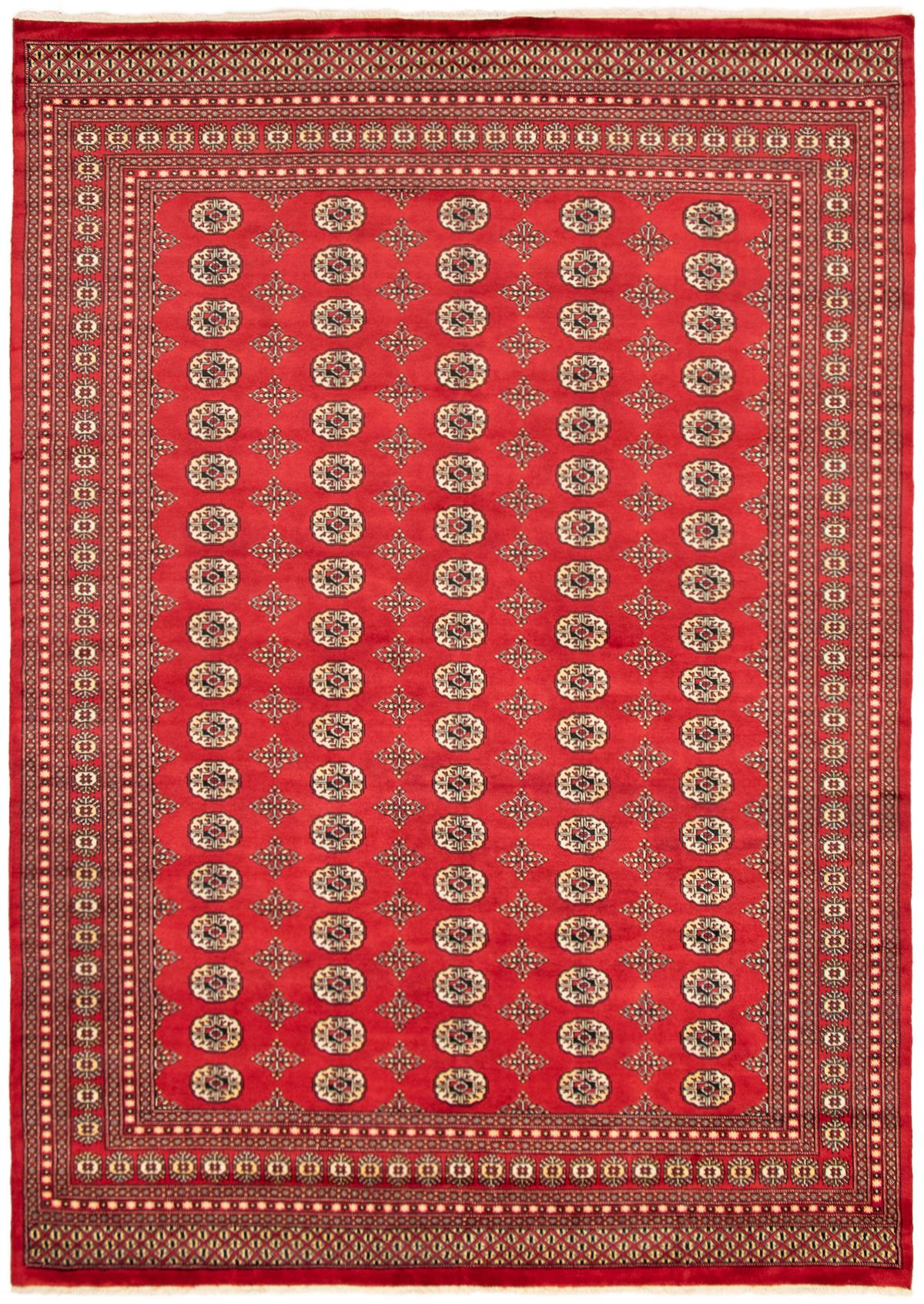 Hand-knotted Finest Peshawar Bokhara Red Wool Rug 8'1" x 11'4" Size: 8'1" x 11'4"  
