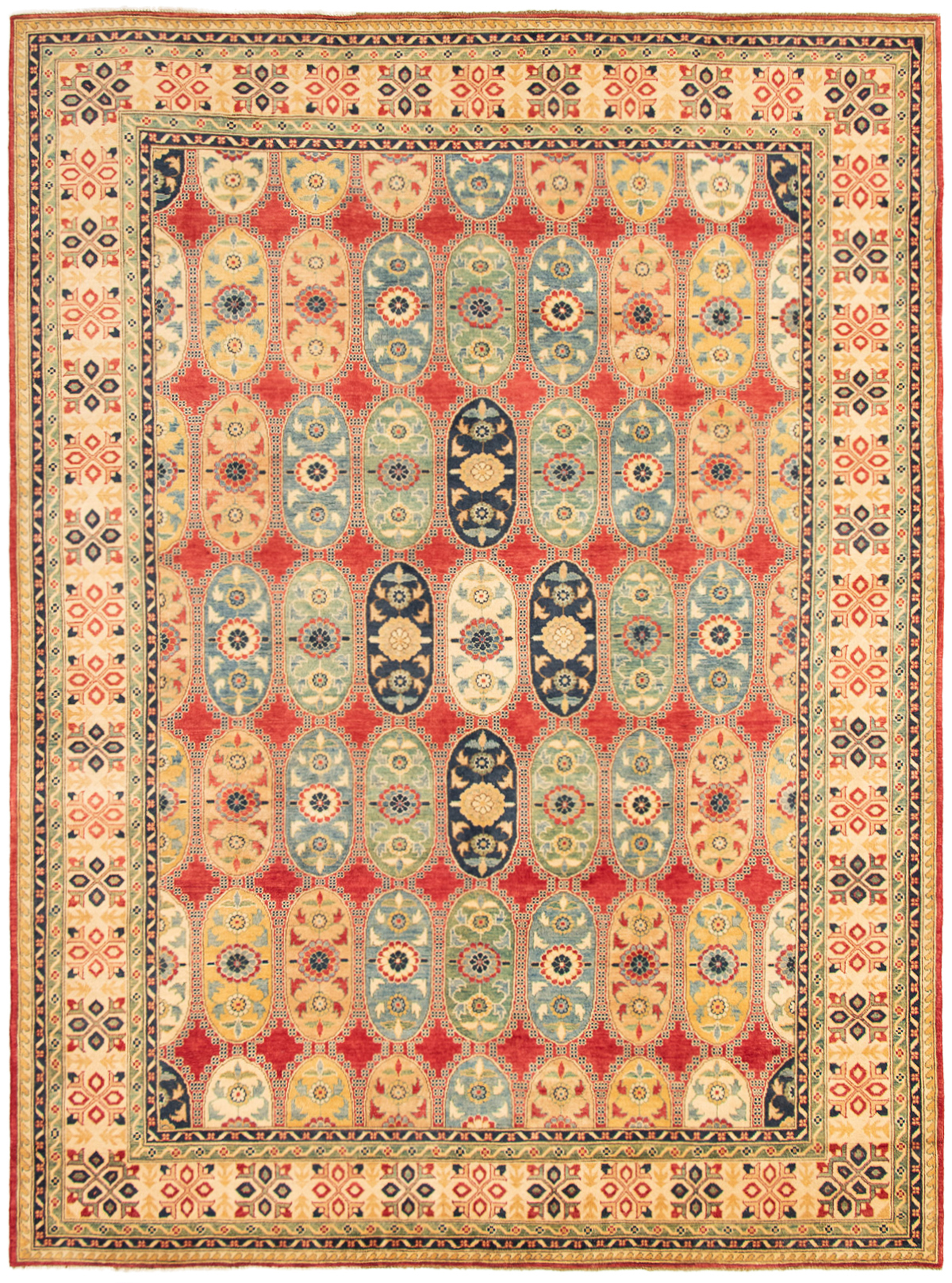 Hand-knotted Finest Gazni Red Wool Rug 9'1" x 12'3" Size: 9'1" x 12'3"  