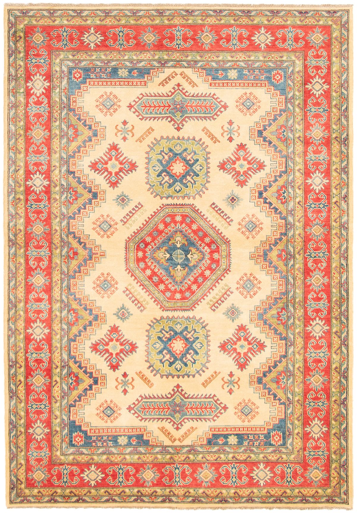 Hand-knotted Finest Gazni Ivory Wool Rug 6'8" x 9'9" Size: 6'8" x 9'9"  