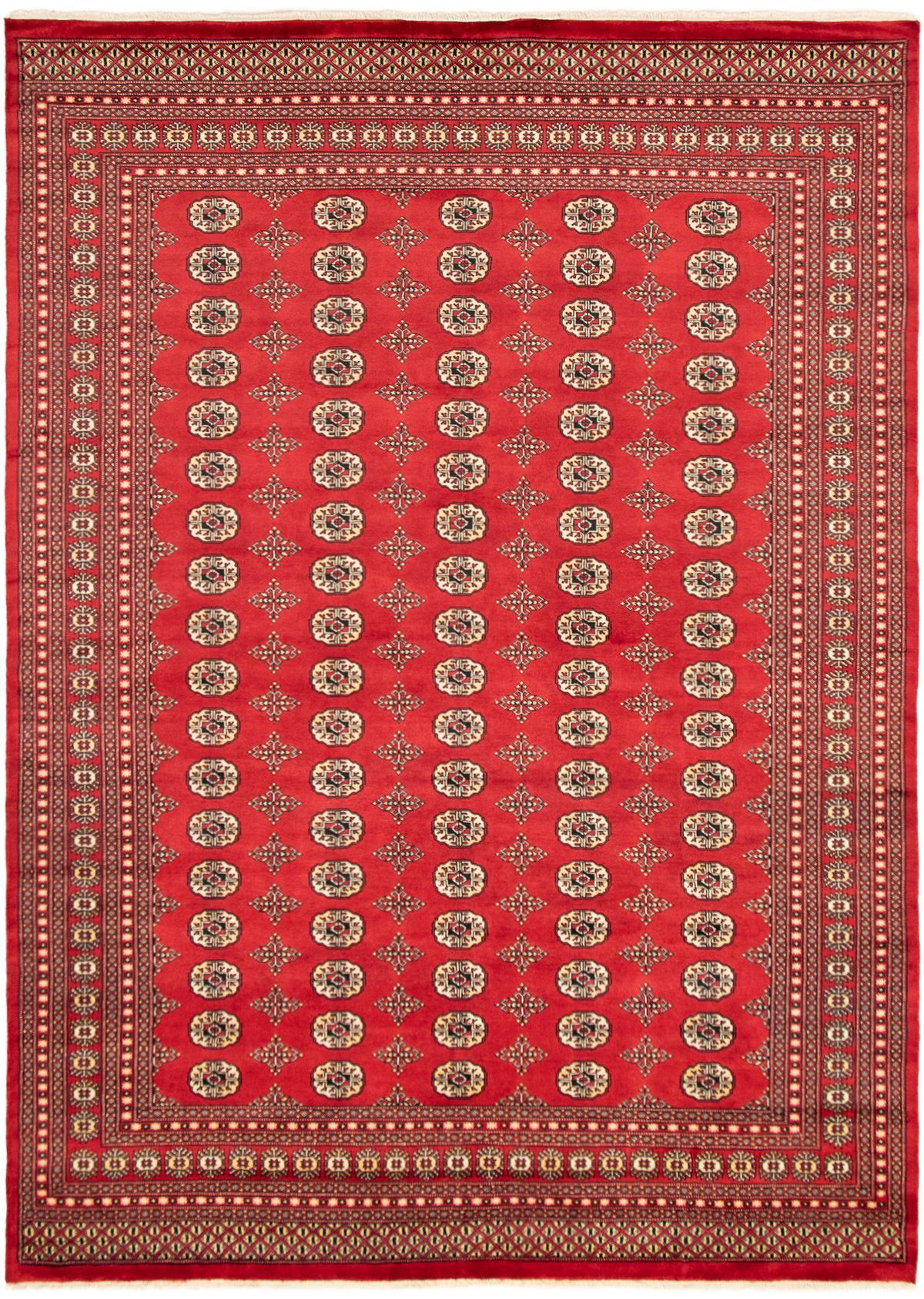 Hand-knotted Finest Peshawar Bokhara Red Wool Rug 8'11" x 11'5" Size: 8'11" x 11'5"  