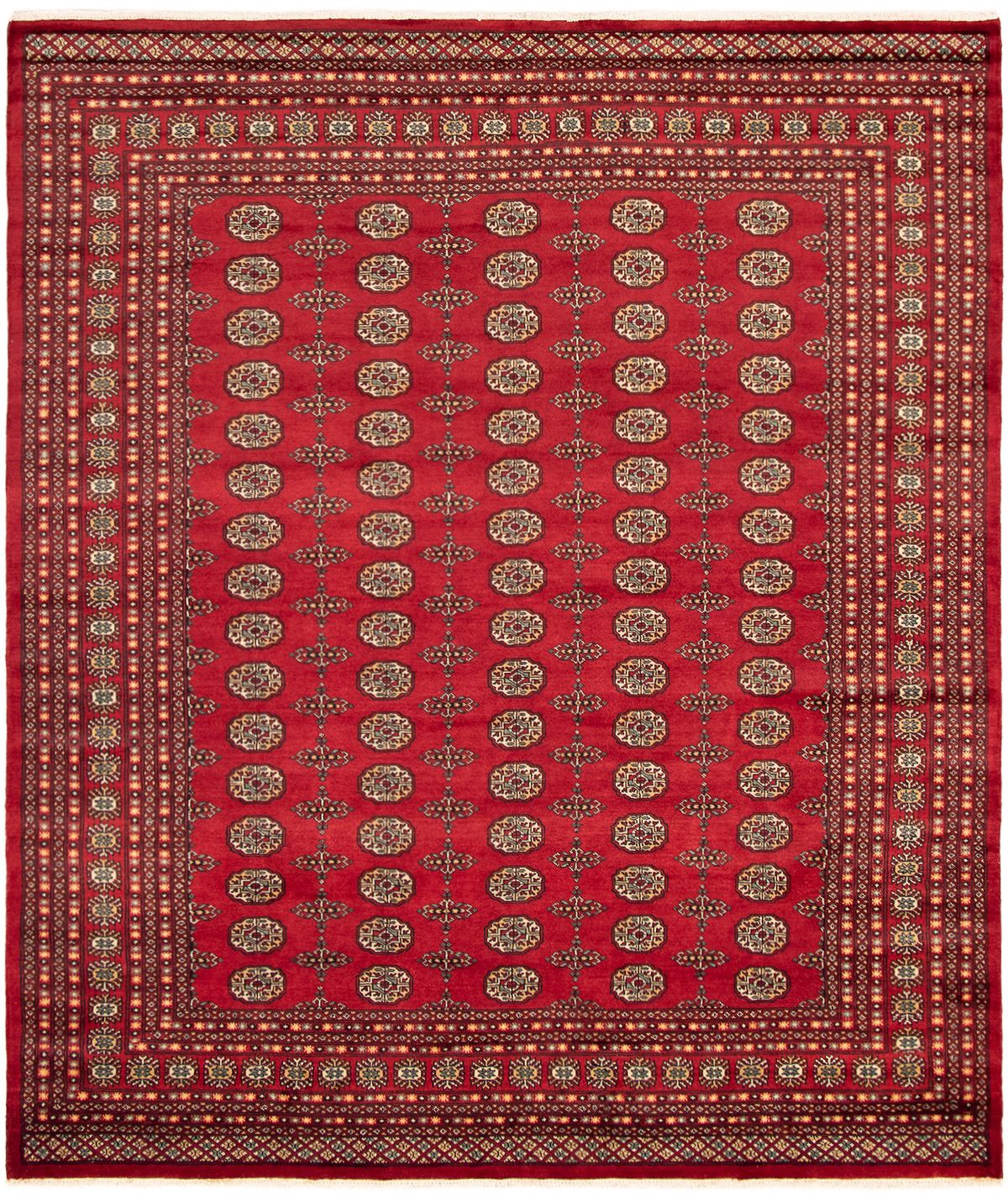 Hand-knotted Finest Peshawar Bokhara Red Wool Rug 9'0" x 12'2" Size: 9'0" x 12'2"  
