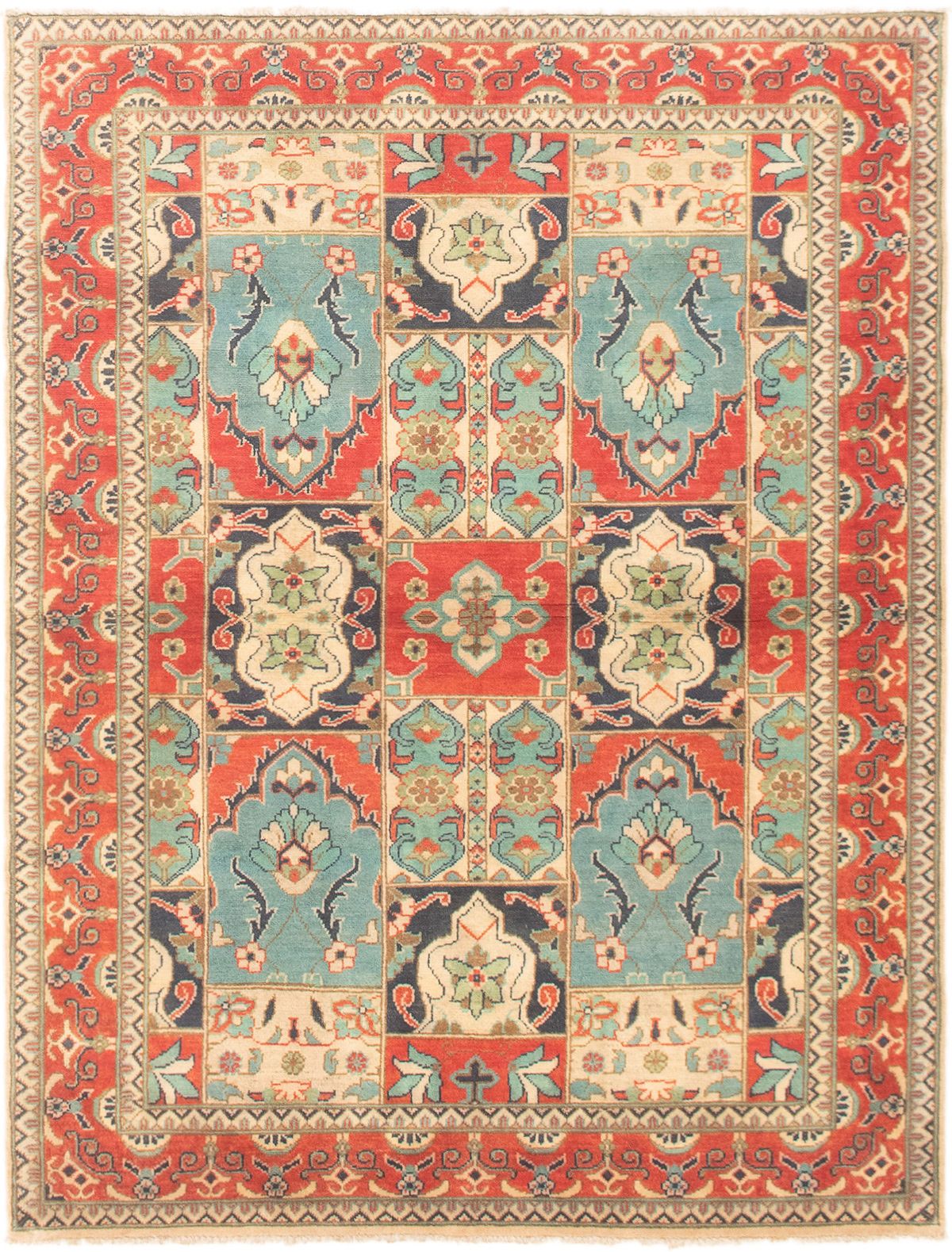 Hand-knotted Finest Gazni Copper, Cream Wool Rug 4'11" x 6'4" Size: 4'11" x 6'4"  
