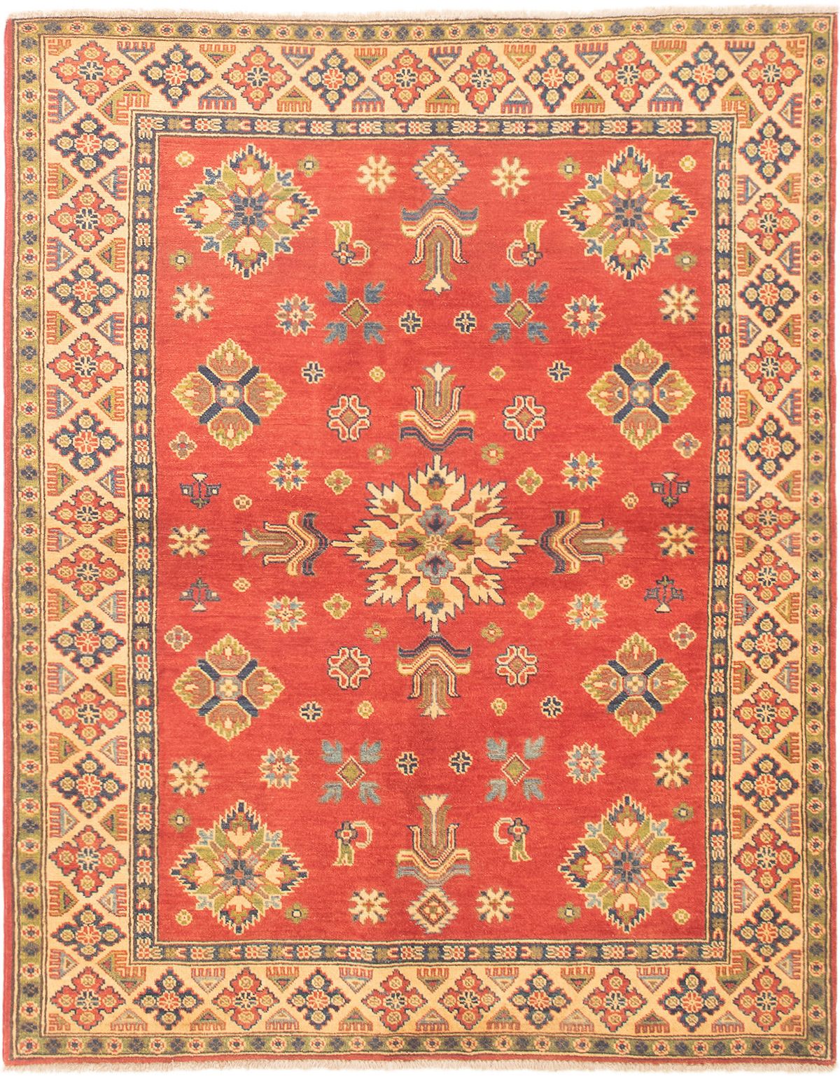 Hand-knotted Finest Gazni Copper, Cream Wool Rug 5'1" x 6'6" Size: 5'1" x 6'6"  