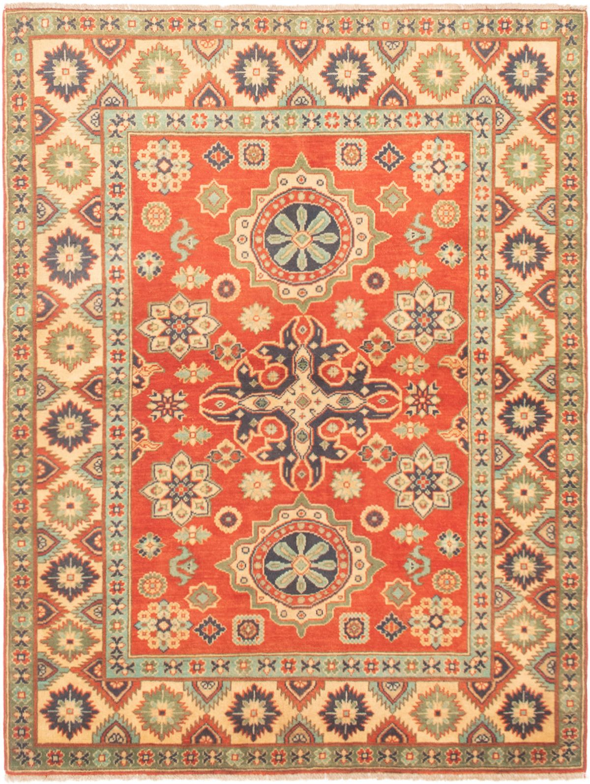 Hand-knotted Finest Gazni Copper, Cream Wool Rug 4'10" x 6'5" Size: 4'10" x 6'5"  
