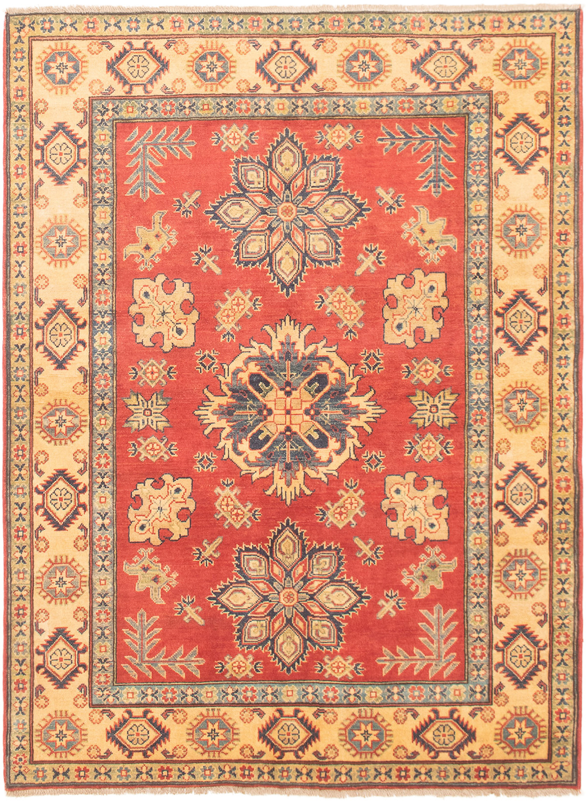 Hand-knotted Finest Gazni Copper, Cream Wool Rug 4'11" x 6'8" Size: 4'11" x 6'8"  
