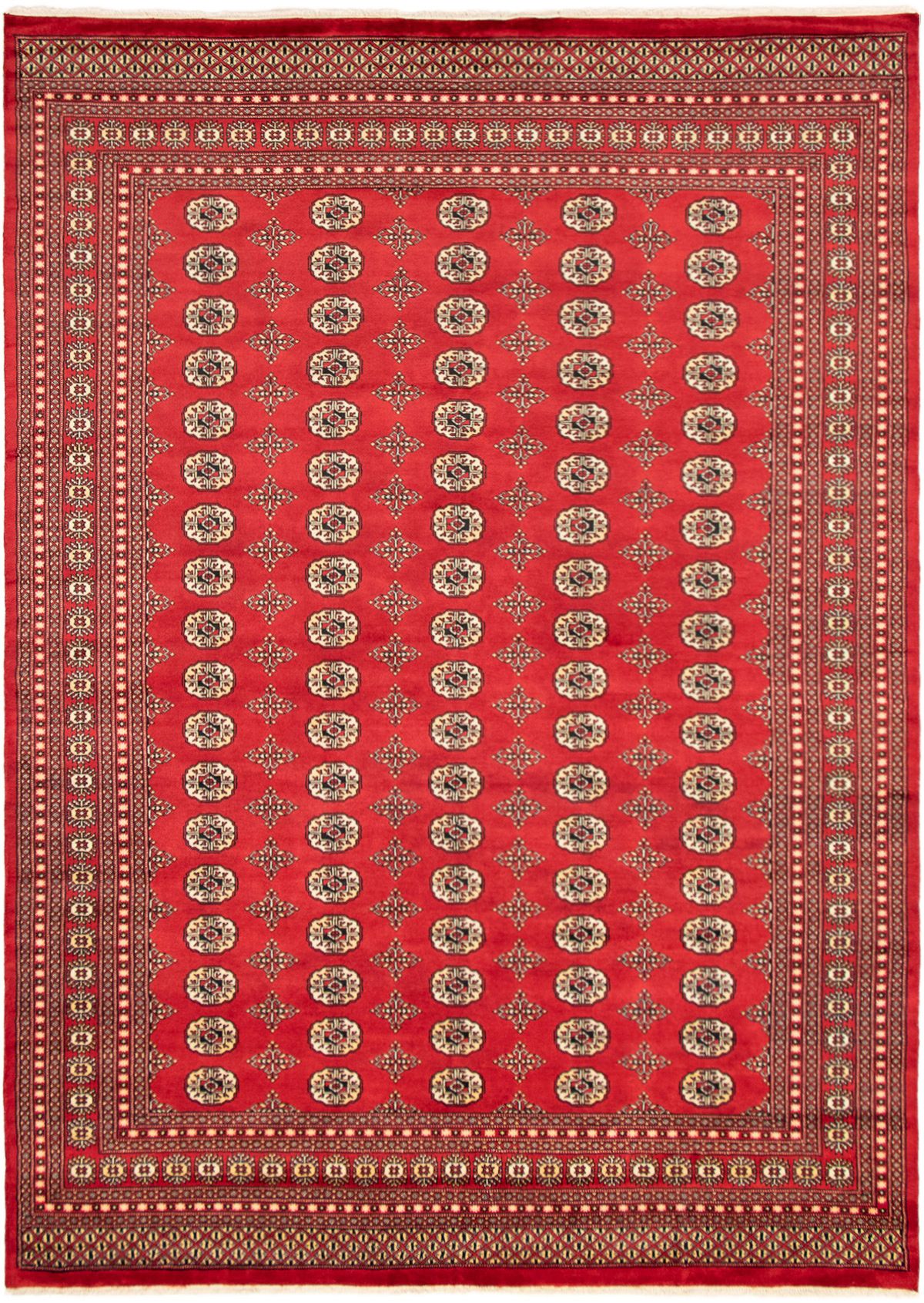 Hand-knotted Finest Peshawar Bokhara Red Wool Rug 9'1" x 12'6" Size: 9'1" x 12'6"  