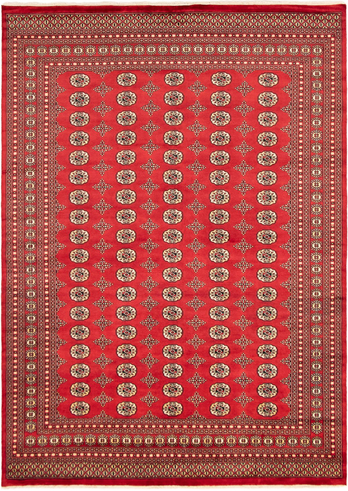 Hand-knotted Finest Peshawar Bokhara Red Wool Rug 8'10" x 12'6" Size: 8'10" x 12'6"  