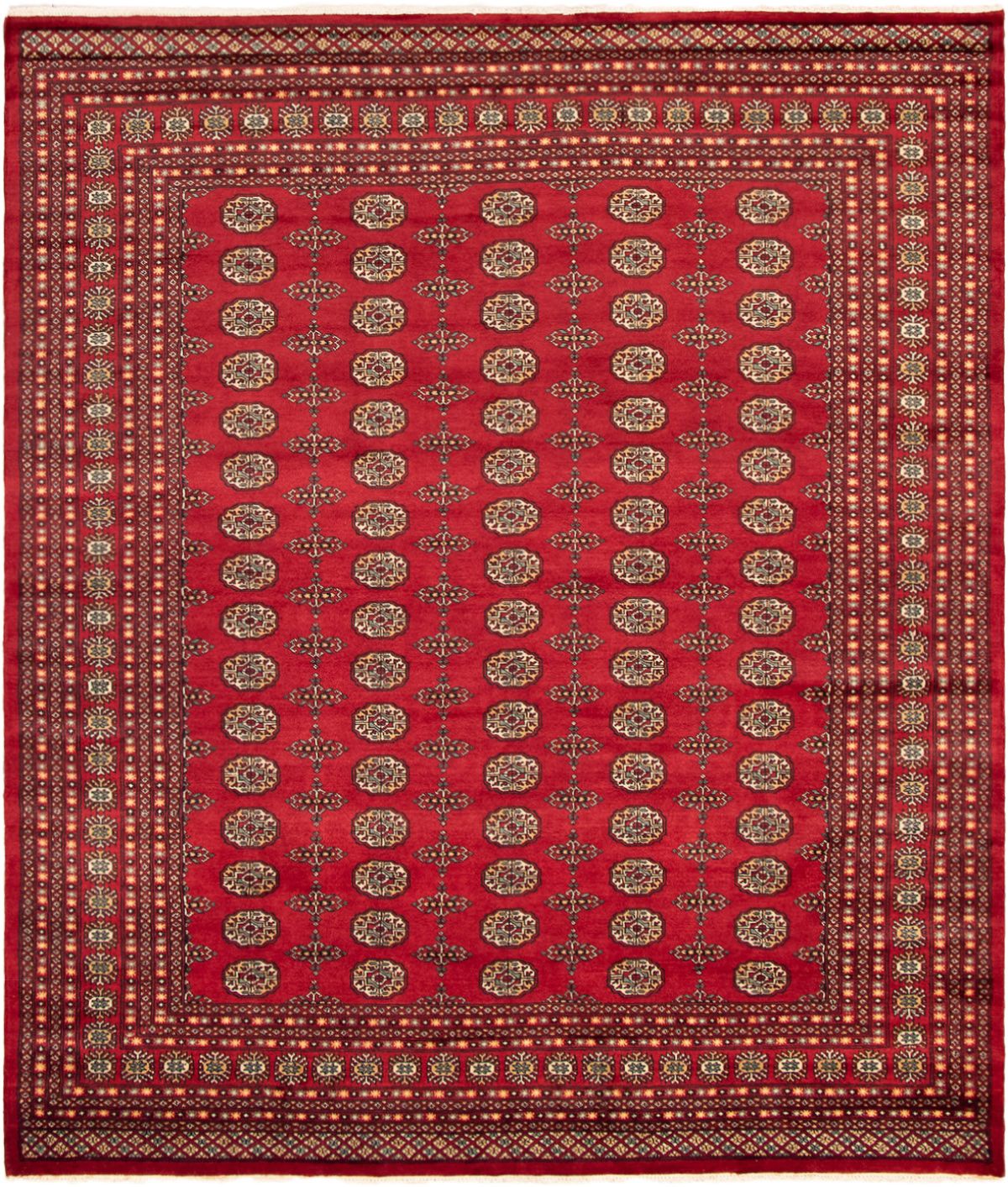 Hand-knotted Finest Peshawar Bokhara Red Wool Rug 8'0" x 9'9"  Size: 8'0" x 9'9"  