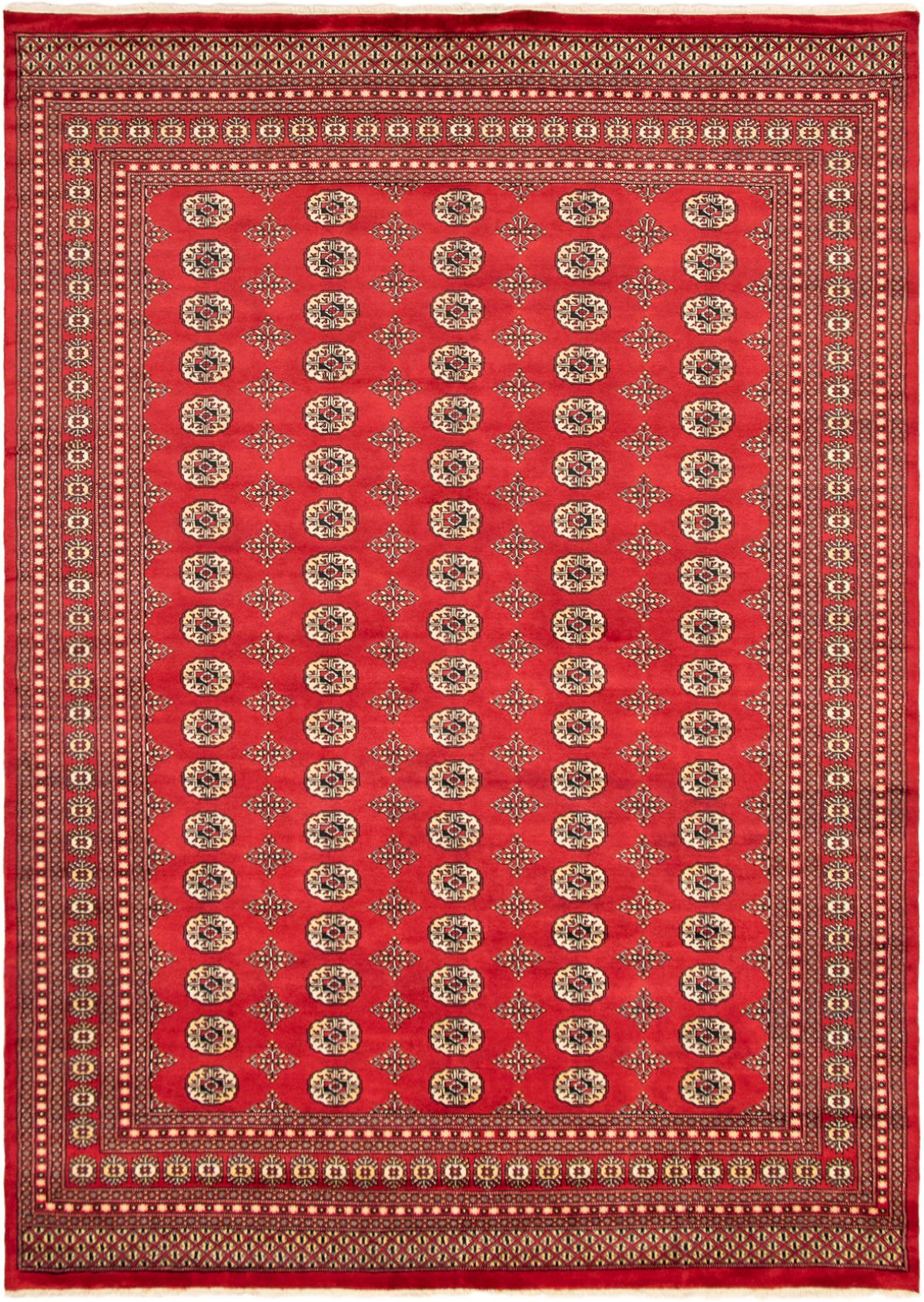 Hand-knotted Finest Peshawar Bokhara Red Wool Rug 9'1" x 12'1" Size: 9'1" x 12'1"  