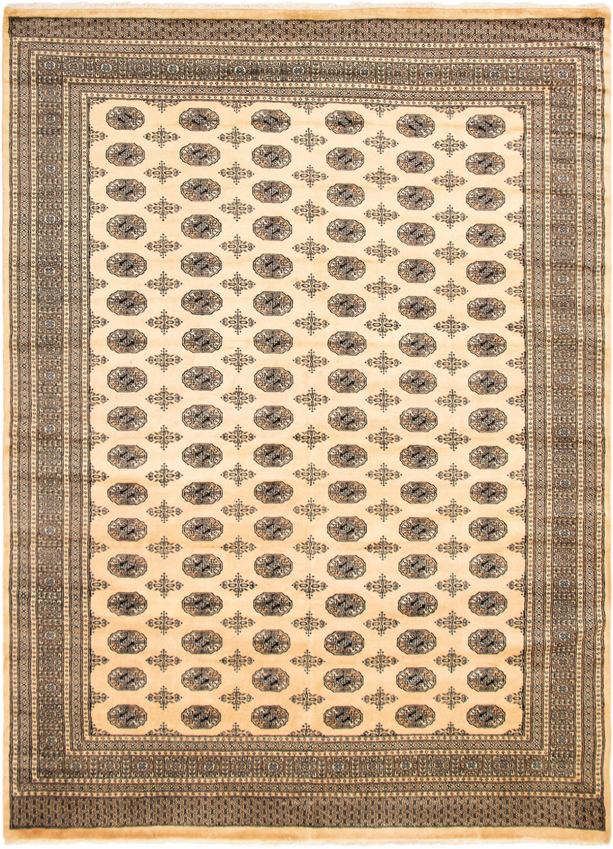 Hand-knotted Finest Peshawar Bokhara Ivory Wool Rug 8'5" x 11'9" Size: 8'5" x 11'9"  