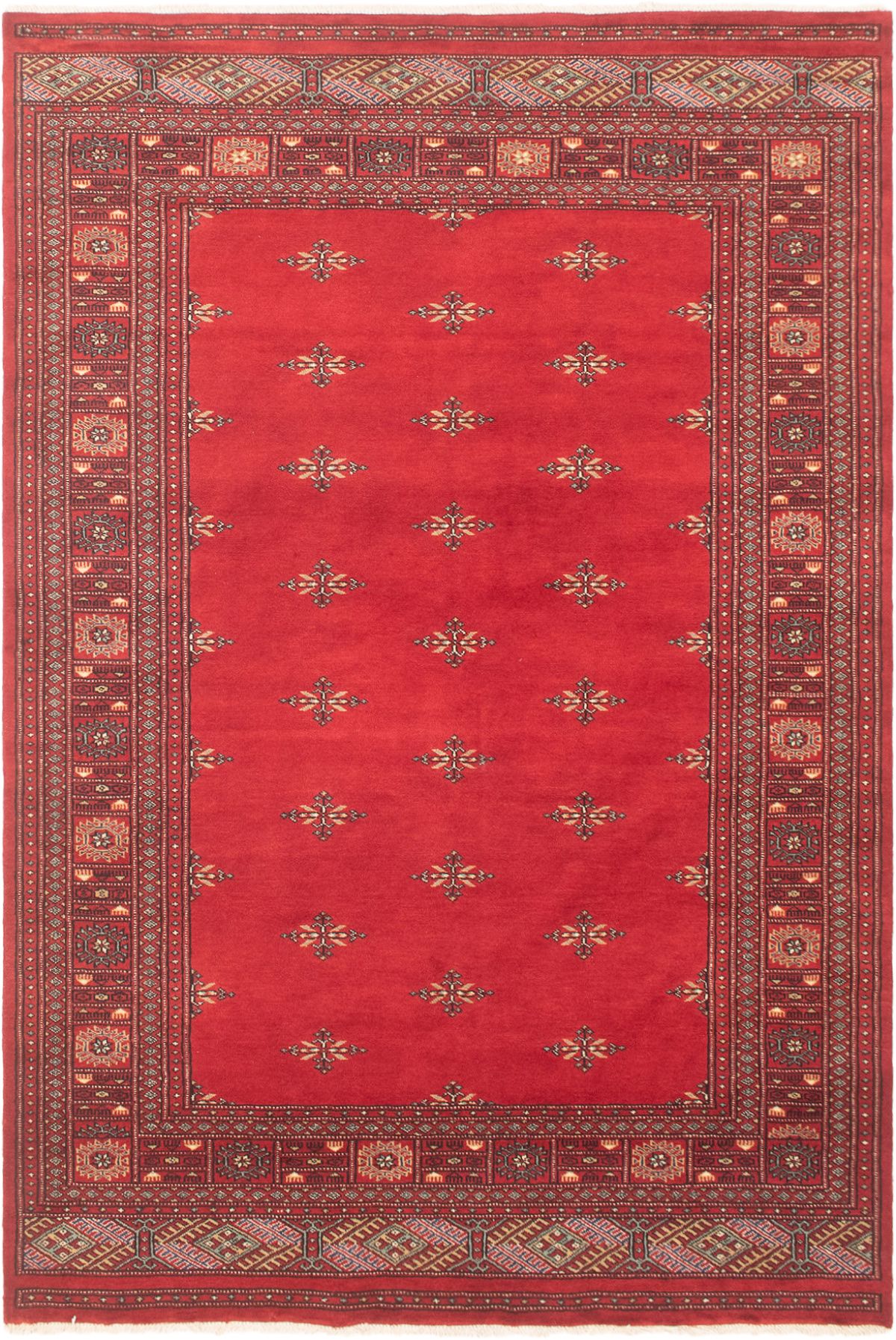 Hand-knotted Finest Peshawar Bokhara Red Wool Rug 5'4" x 9'1" Size: 5'4" x 9'1"  