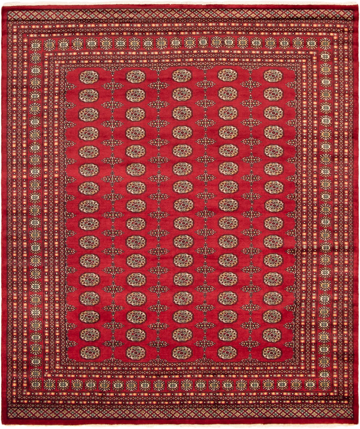 Hand-knotted Finest Peshawar Bokhara Red Wool Rug 8'0" x 10'2"  Size: 8'0" x 10'2"  