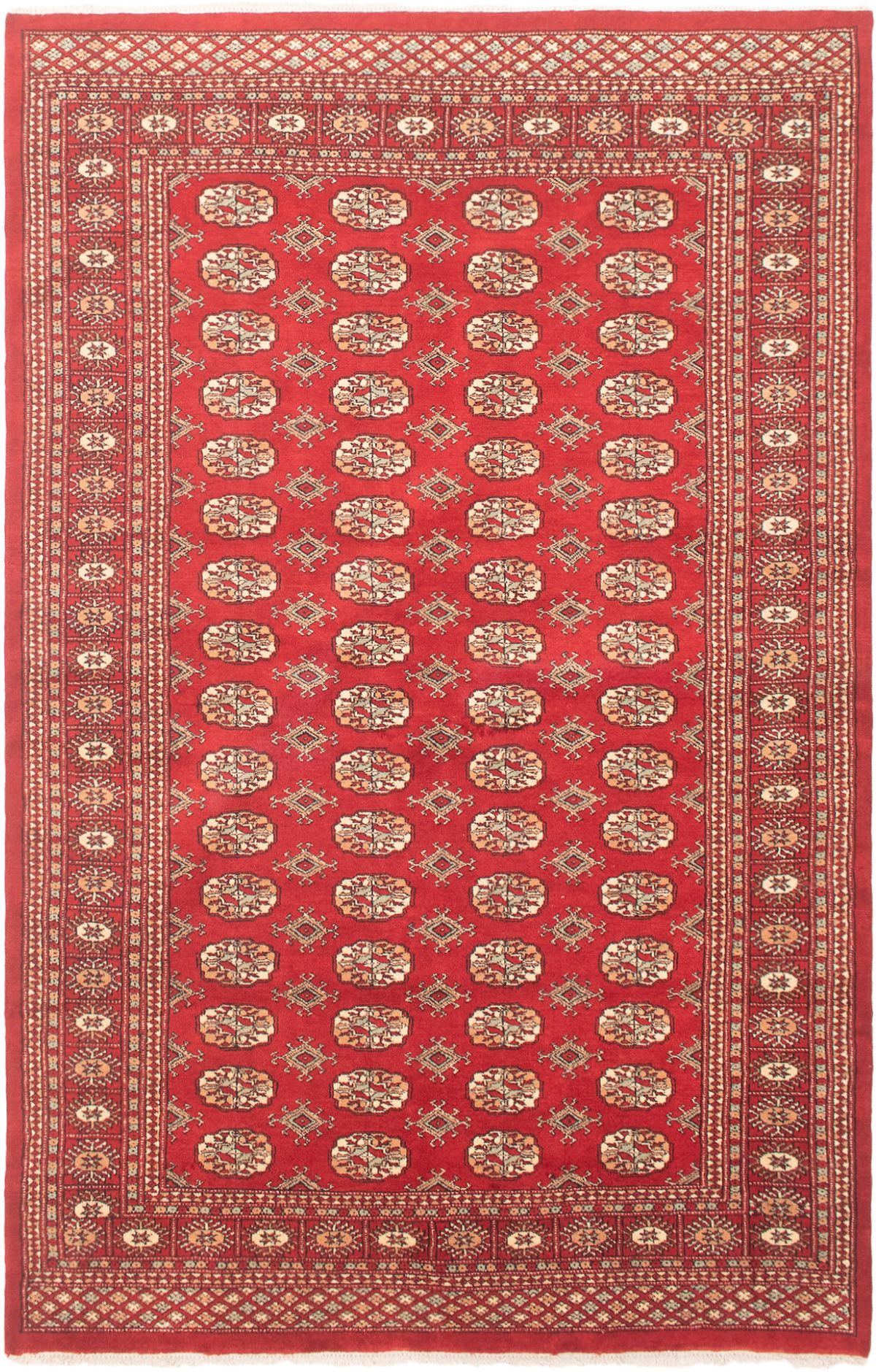 Hand-knotted Finest Peshawar Bokhara Red Wool Rug 4'11" x 7'9" Size: 4'11" x 7'9"  