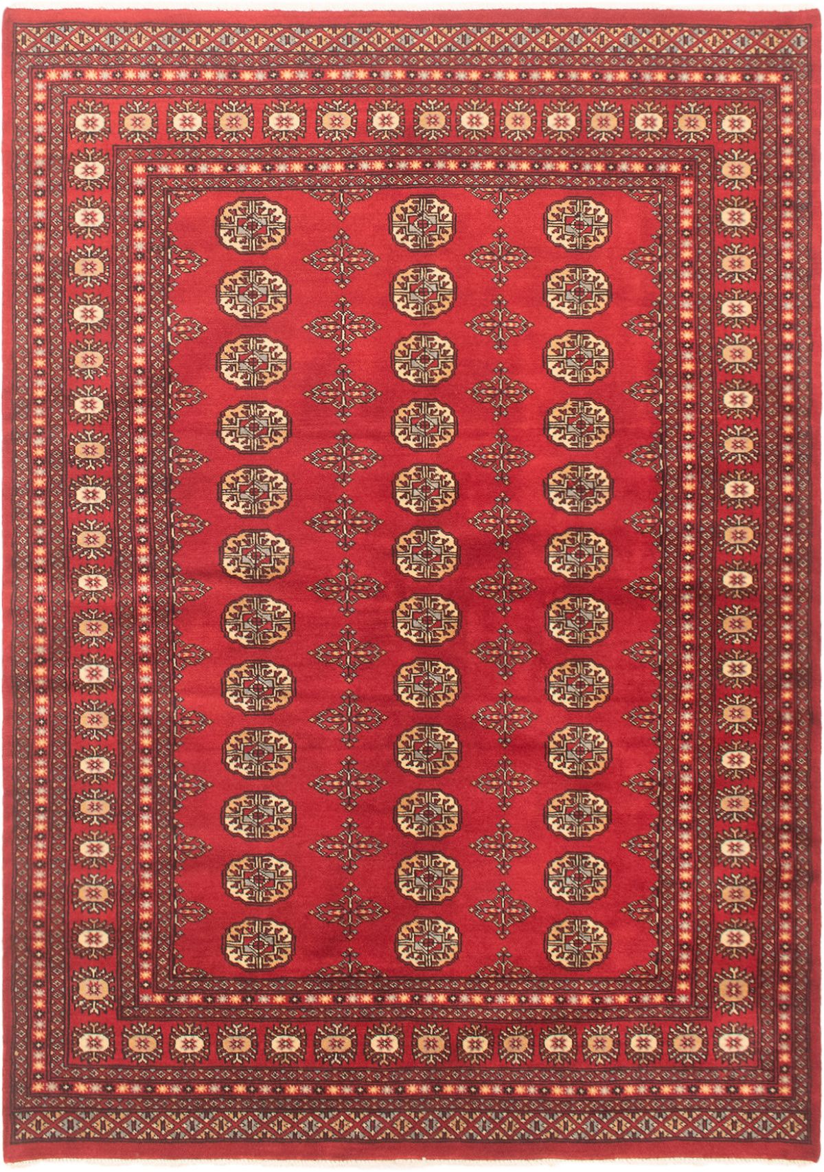 Hand-knotted Finest Peshawar Bokhara Red Wool Rug 5'6" x 7'10"  Size: 5'6" x 7'10"  
