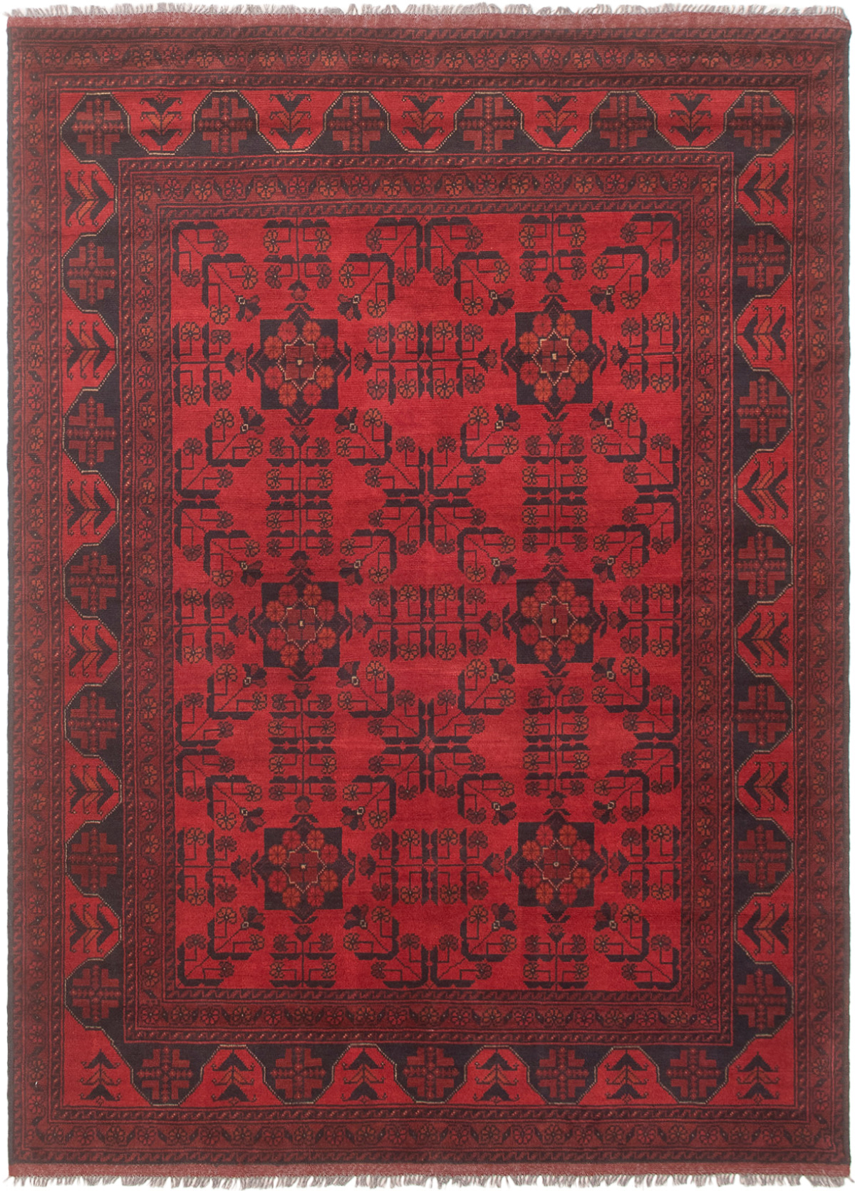 Hand-knotted Finest Khal Mohammadi Black, Red Wool Rug 5'0" x 6'9" Size: 5'0" x 6'9"  
