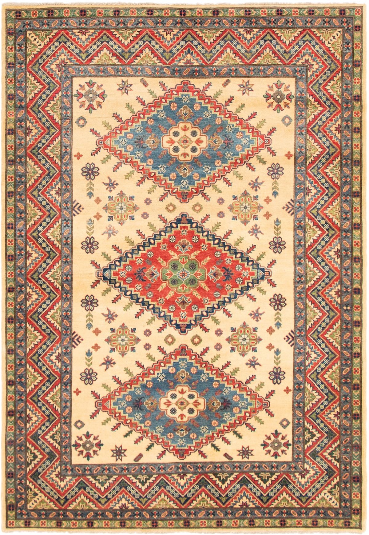 Hand-knotted Finest Gazni Ivory Wool Rug 6'8" x 9'9"  Size: 6'8" x 9'9"  