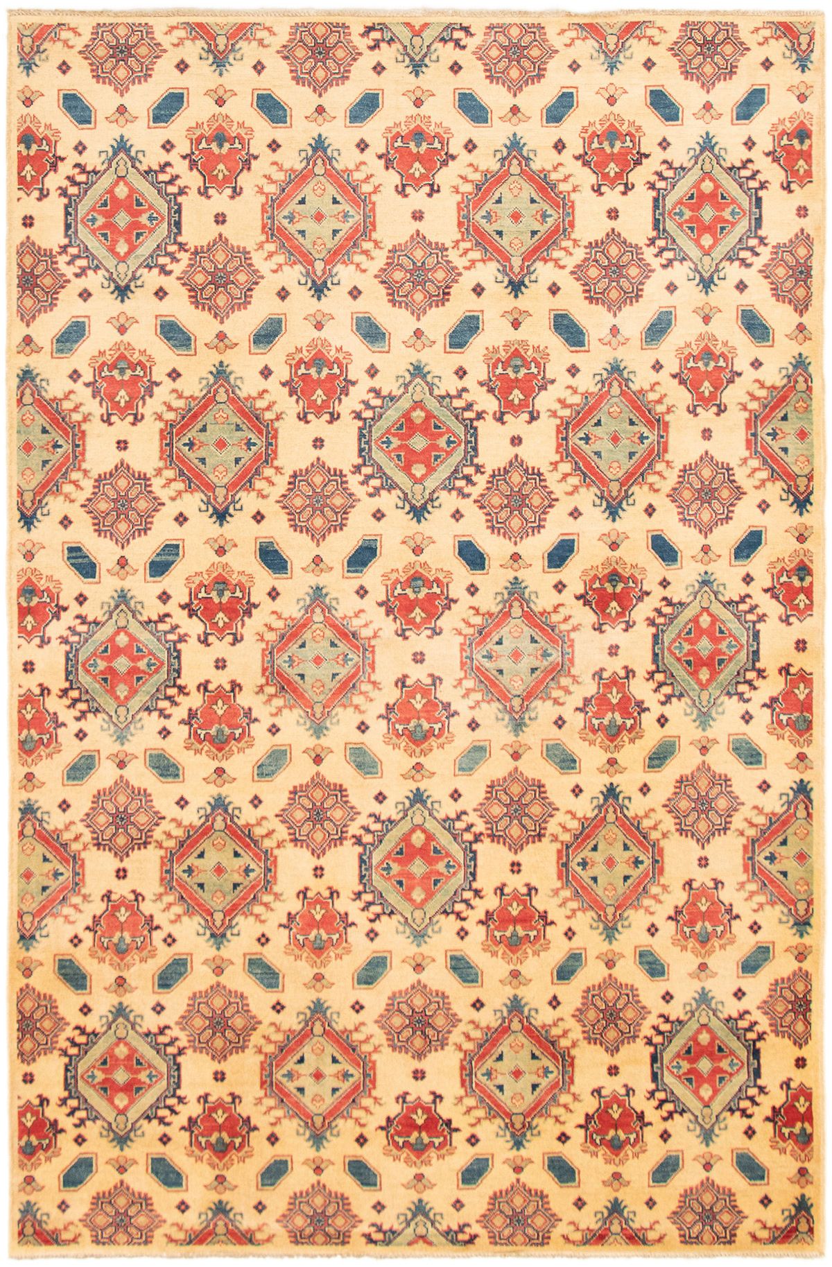 Hand-knotted Finest Gazni Ivory Wool Rug 6'5" x 9'10" Size: 6'5" x 9'10"  