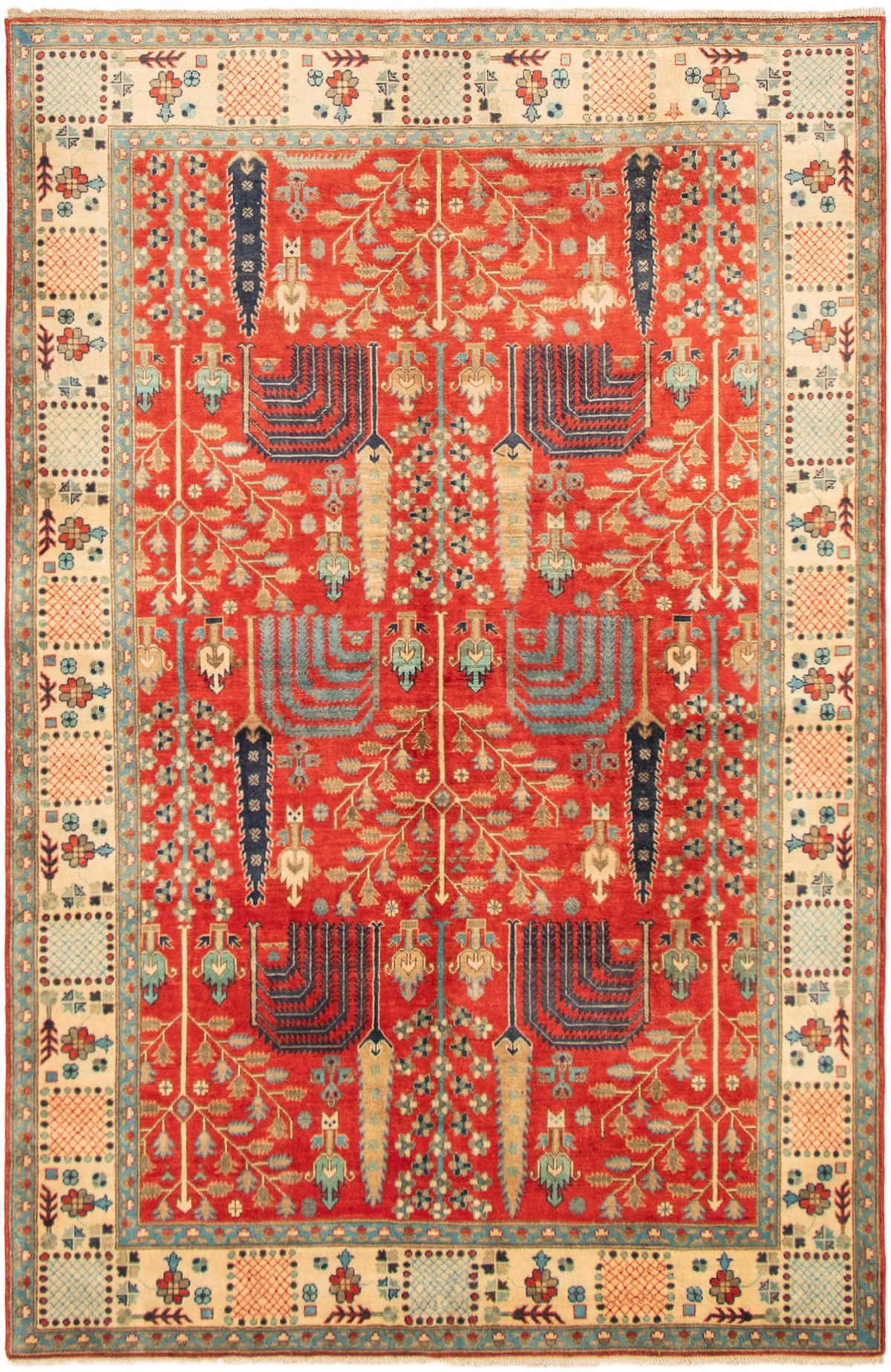 Hand-knotted Finest Gazni Red Wool Rug 6'6" x 10'0"  Size: 6'6" x 10'0"  