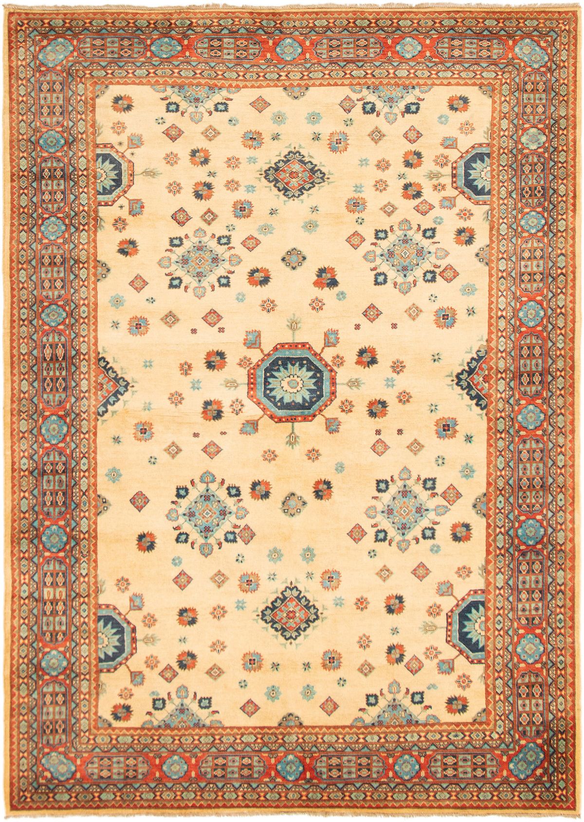 Hand-knotted Finest Gazni Ivory Wool Rug 6'9" x 9'6" Size: 6'9" x 9'6"  