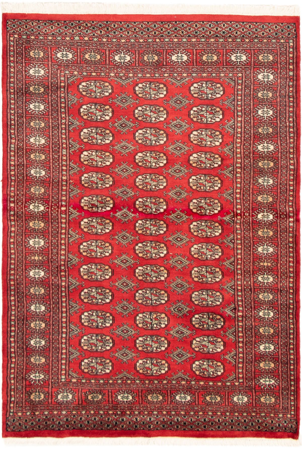 Hand-knotted Finest Peshawar Bokhara Red Wool Rug 4'1" x 6'3"  Size: 4'1" x 6'3"  