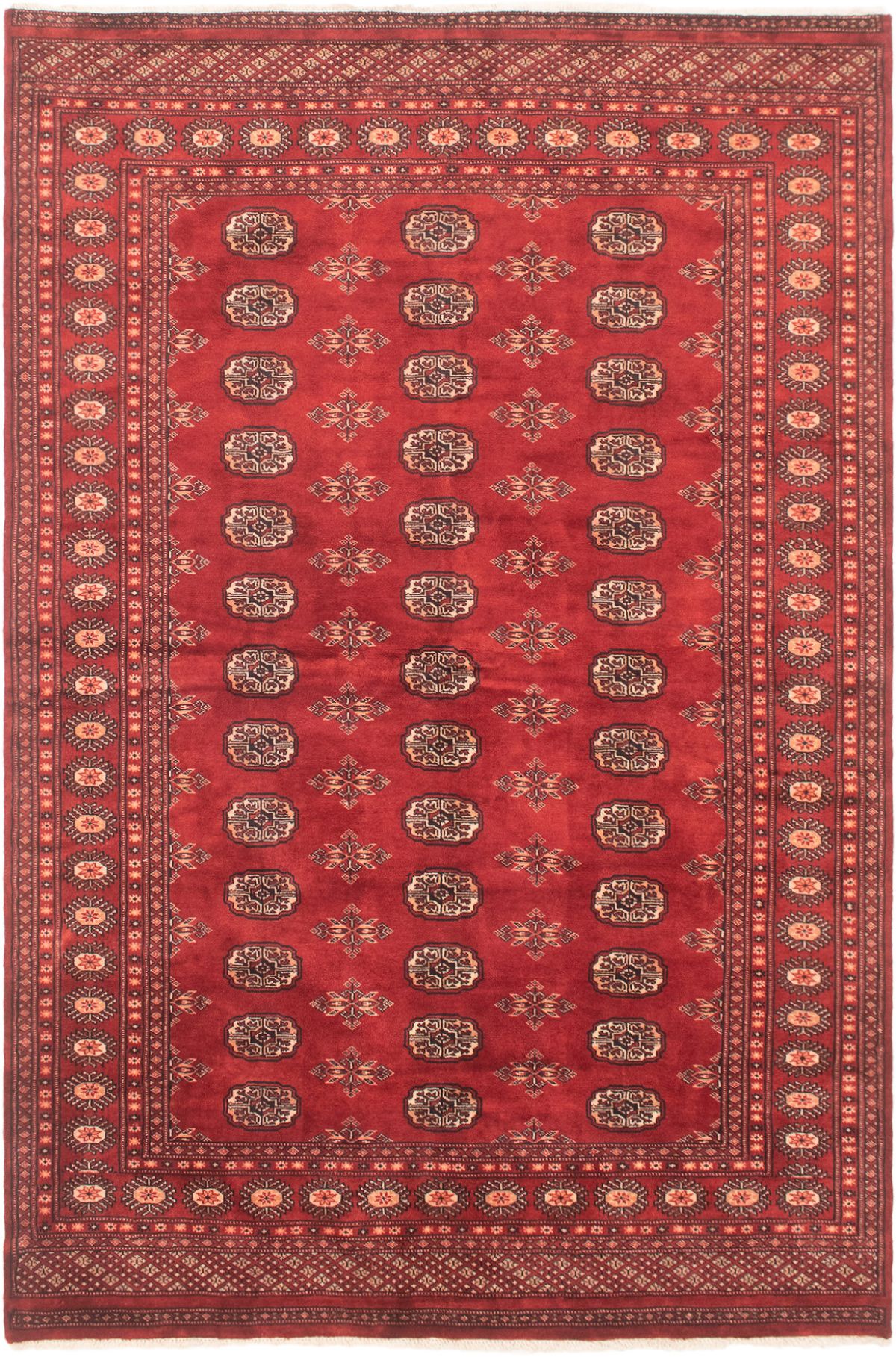 Hand-knotted Finest Peshawar Bokhara Red Wool Rug 5'6" x 8'4" Size: 5'6" x 8'4"  