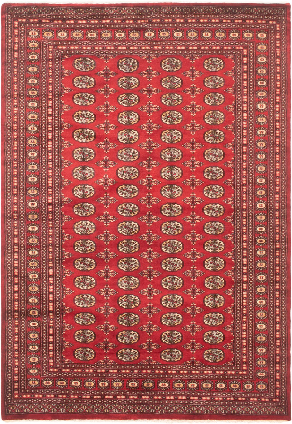 Hand-knotted Finest Peshawar Bokhara Red Wool Rug 6'1" x 8'10" Size: 6'1" x 8'10"  