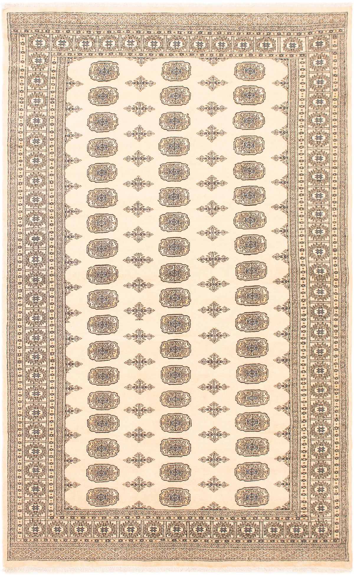 Hand-knotted Finest Peshawar Bokhara Ivory Wool Rug 5'9" x 9'8" Size: 5'9" x 9'8"  