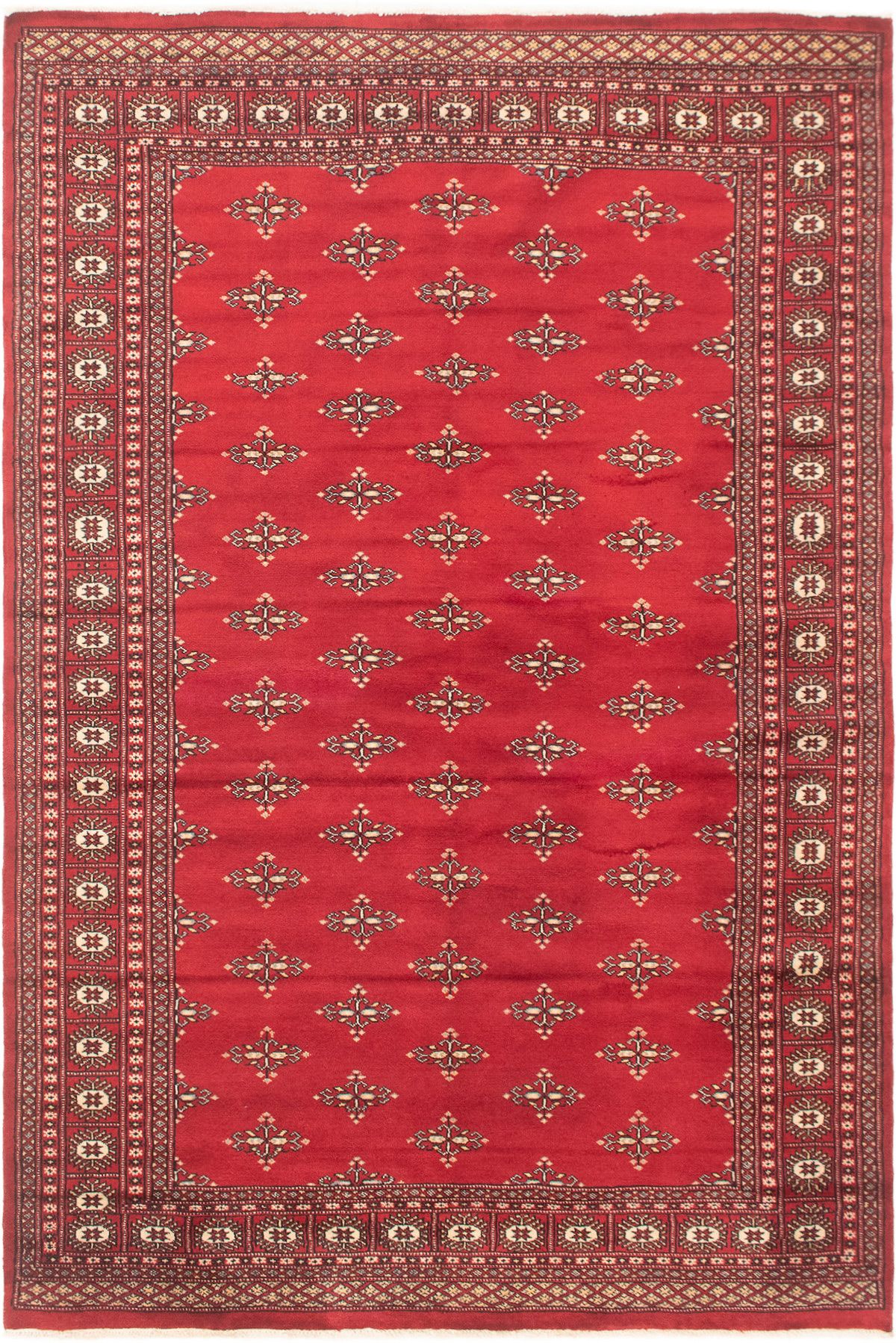 Hand-knotted Finest Peshawar Bokhara Red Wool Rug 5'11" x 8'11" Size: 5'11" x 8'11"  