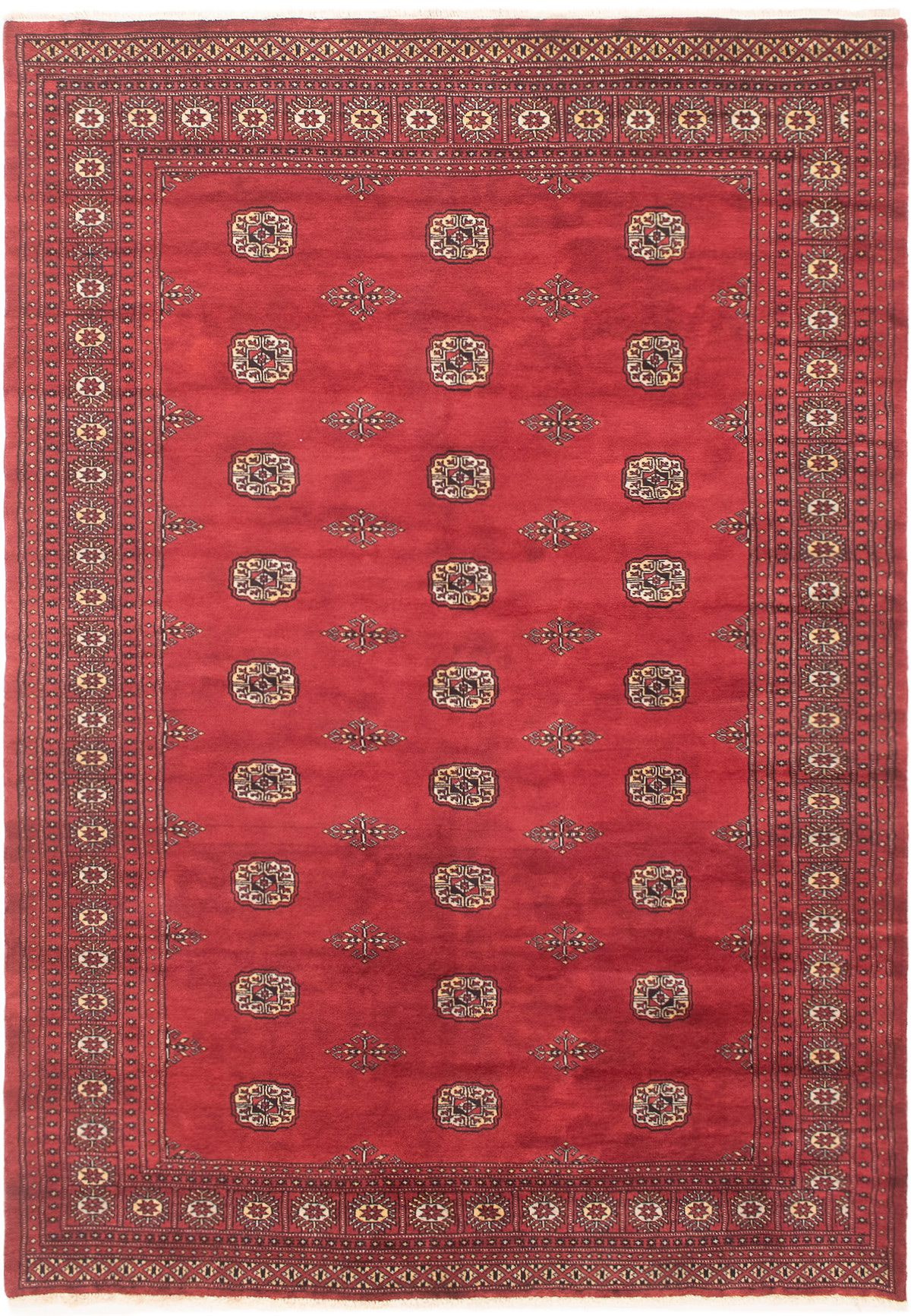Hand-knotted Finest Peshawar Bokhara Dark Red Wool Rug 6'1" x 8'8" Size: 6'1" x 8'8"  