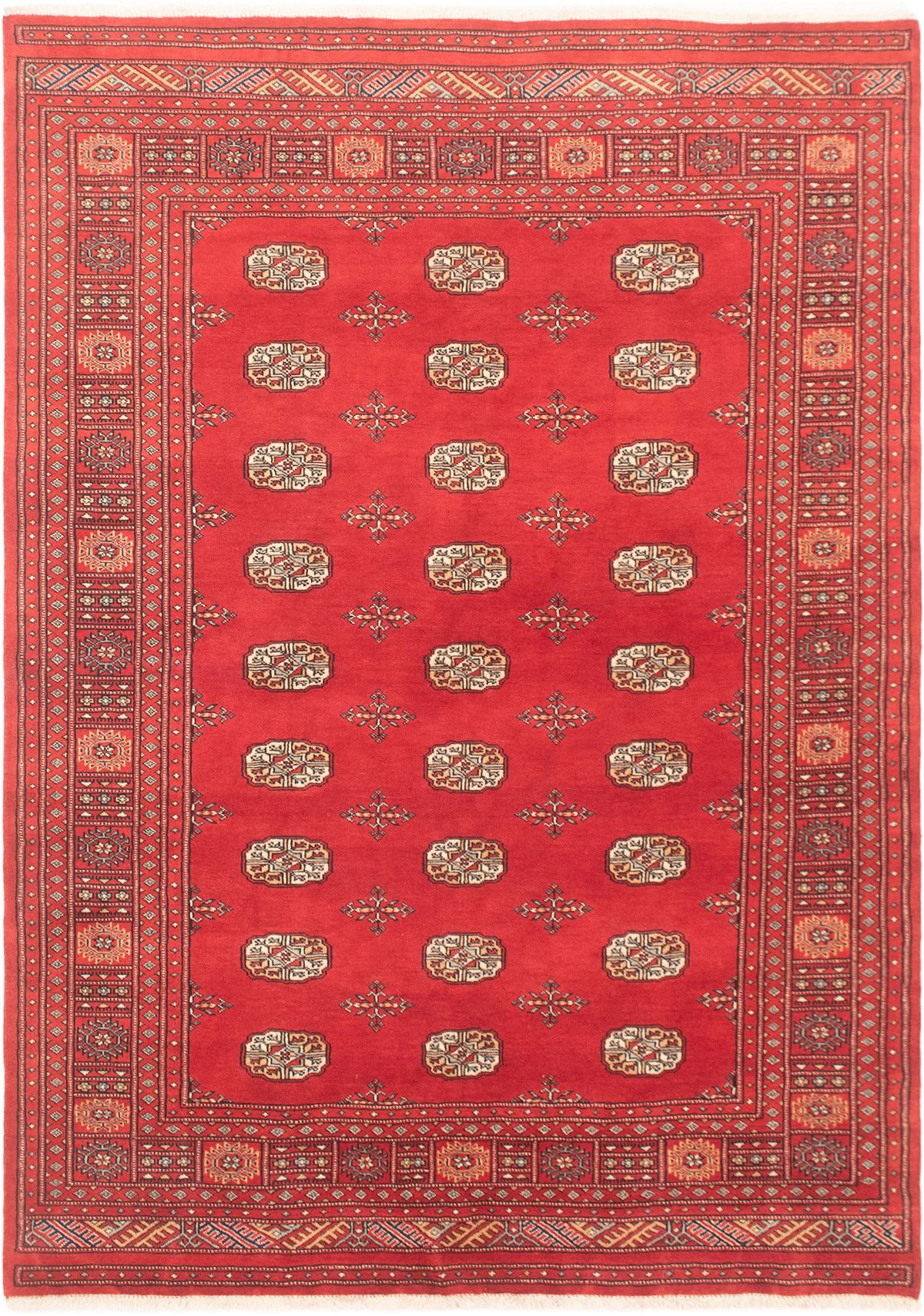 Hand-knotted Finest Peshawar Bokhara Red Wool Rug 5'10" x 8'4" Size: 5'10" x 8'4"  