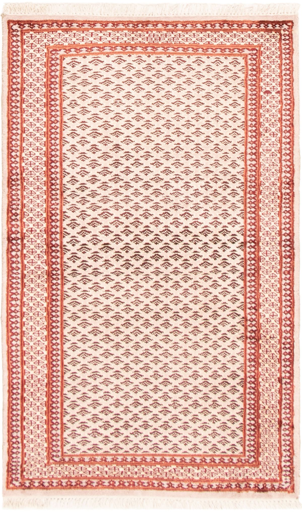 Hand-knotted Kashmir Beige Silk Rug 3'1" x 5'0" Size: 3'1" x 5'0"  