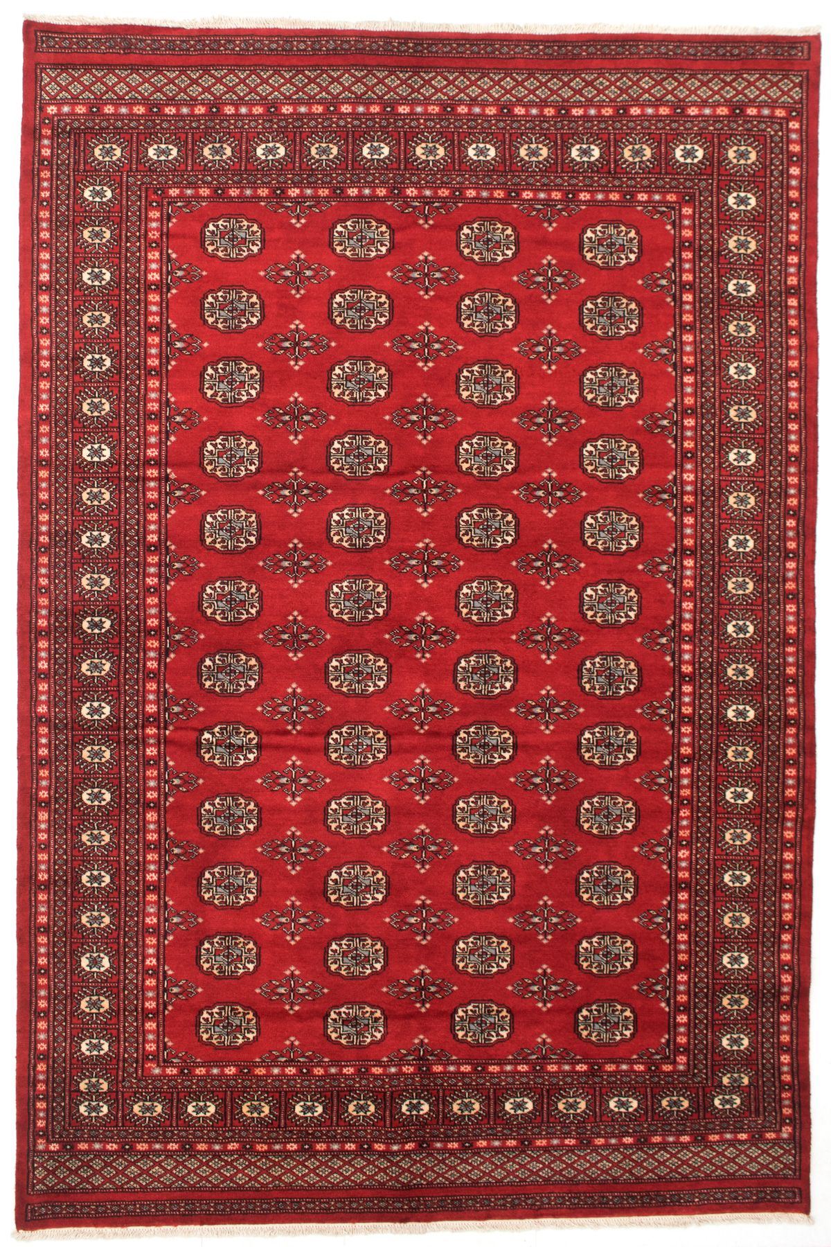 Hand-knotted Finest Peshawar Bokhara Red Wool Rug 6'0" x 9'0" Size: 6'0" x 9'0"  
