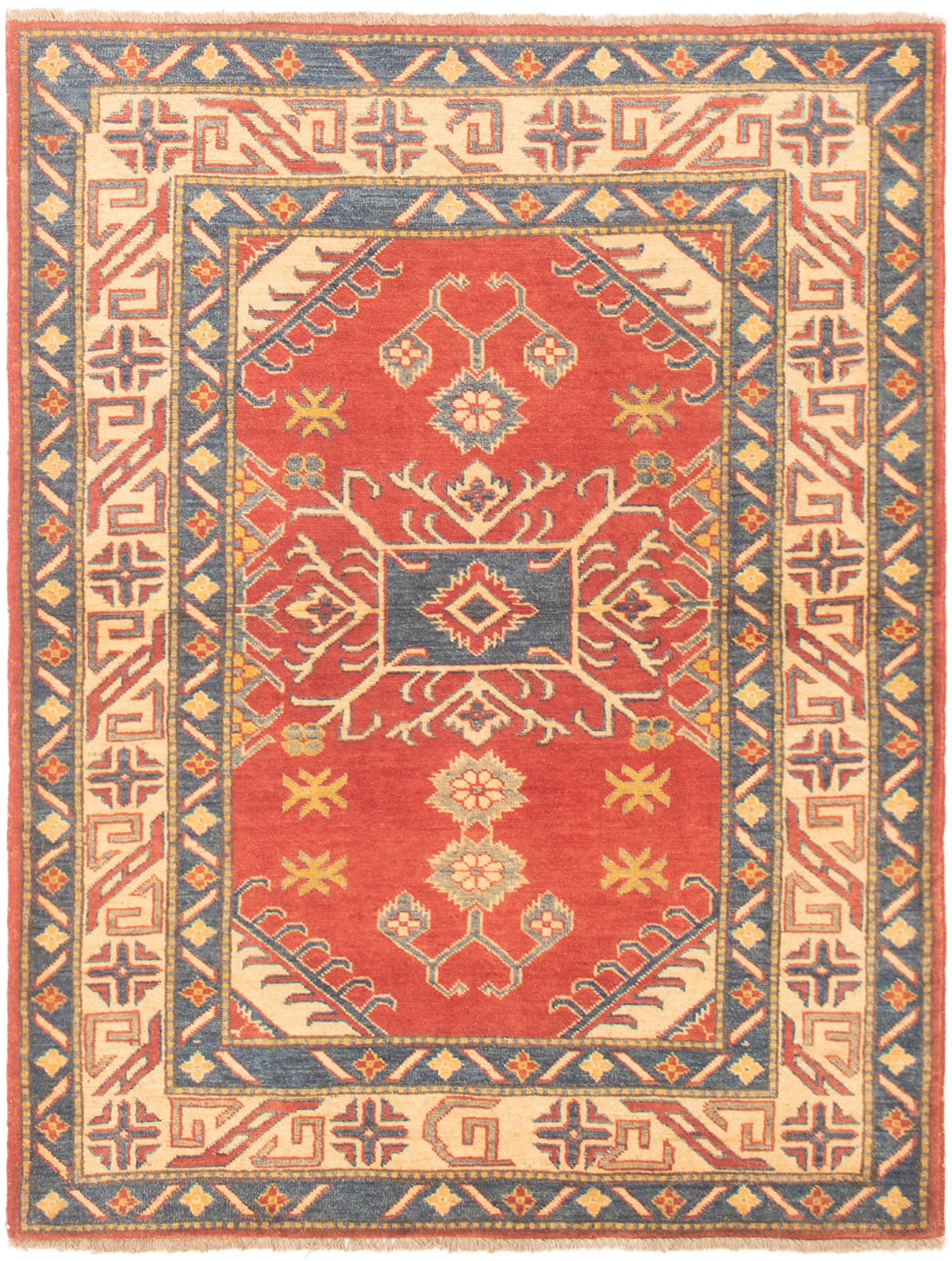 Hand-knotted Finest Gazni Red Wool Rug 4'0" x 5'5" Size: 4'0" x 5'5"  