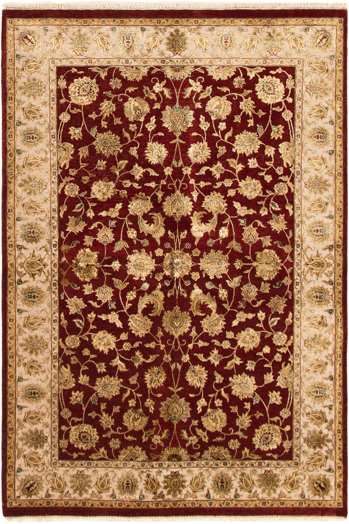 Hand-knotted Harrir Select Dark Red Wool/Silk Rug 6'0" x 9'0" Size: 6'0" x 9'0"  
